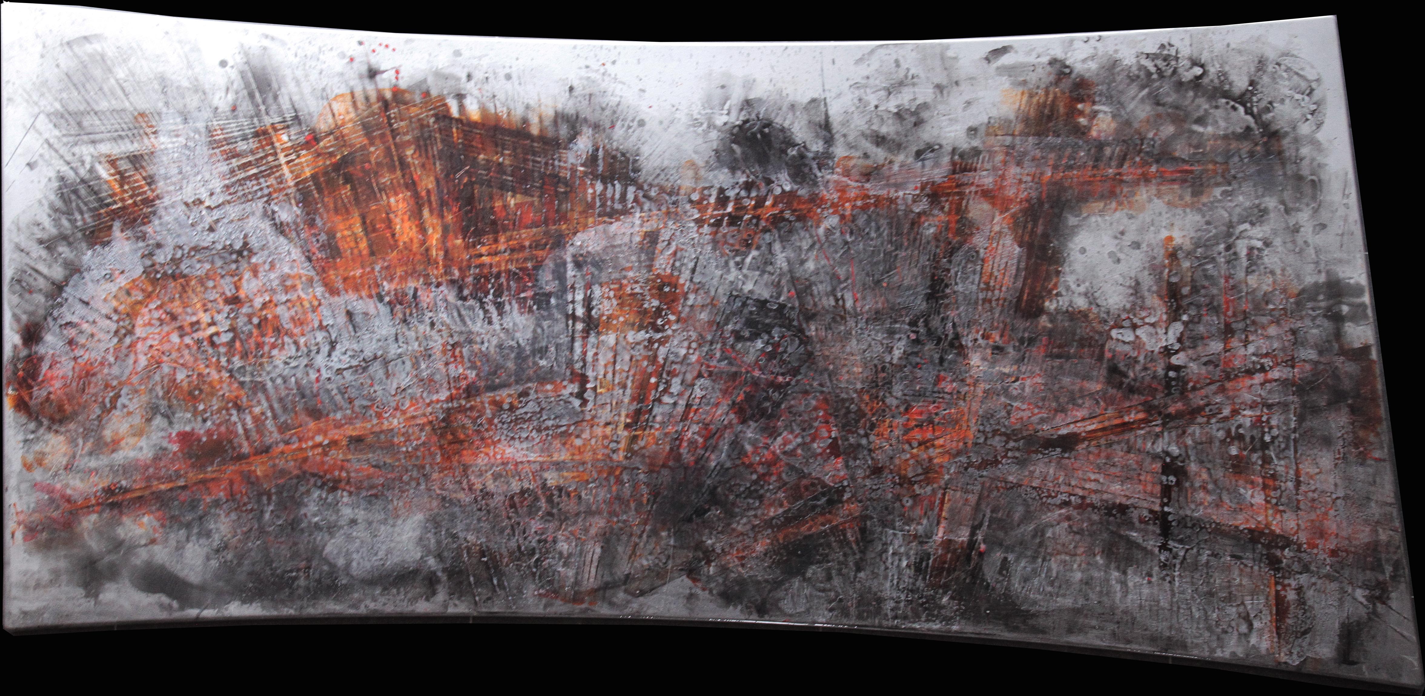 "Nebbie" astratto, vernice spray pigmenti su  Wood 120x240cm