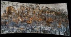 "Not Fa Si La", astratto, vernice spray su pigmenti  Wood 142x72cm