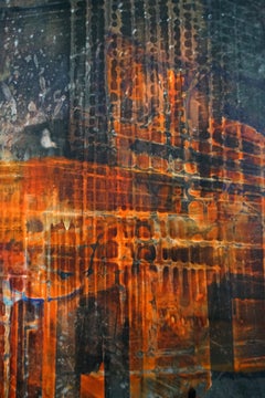 "Peinture abstraite "Selected pieces_1  vernis pigmentaire sur bois 77x125cm 2020