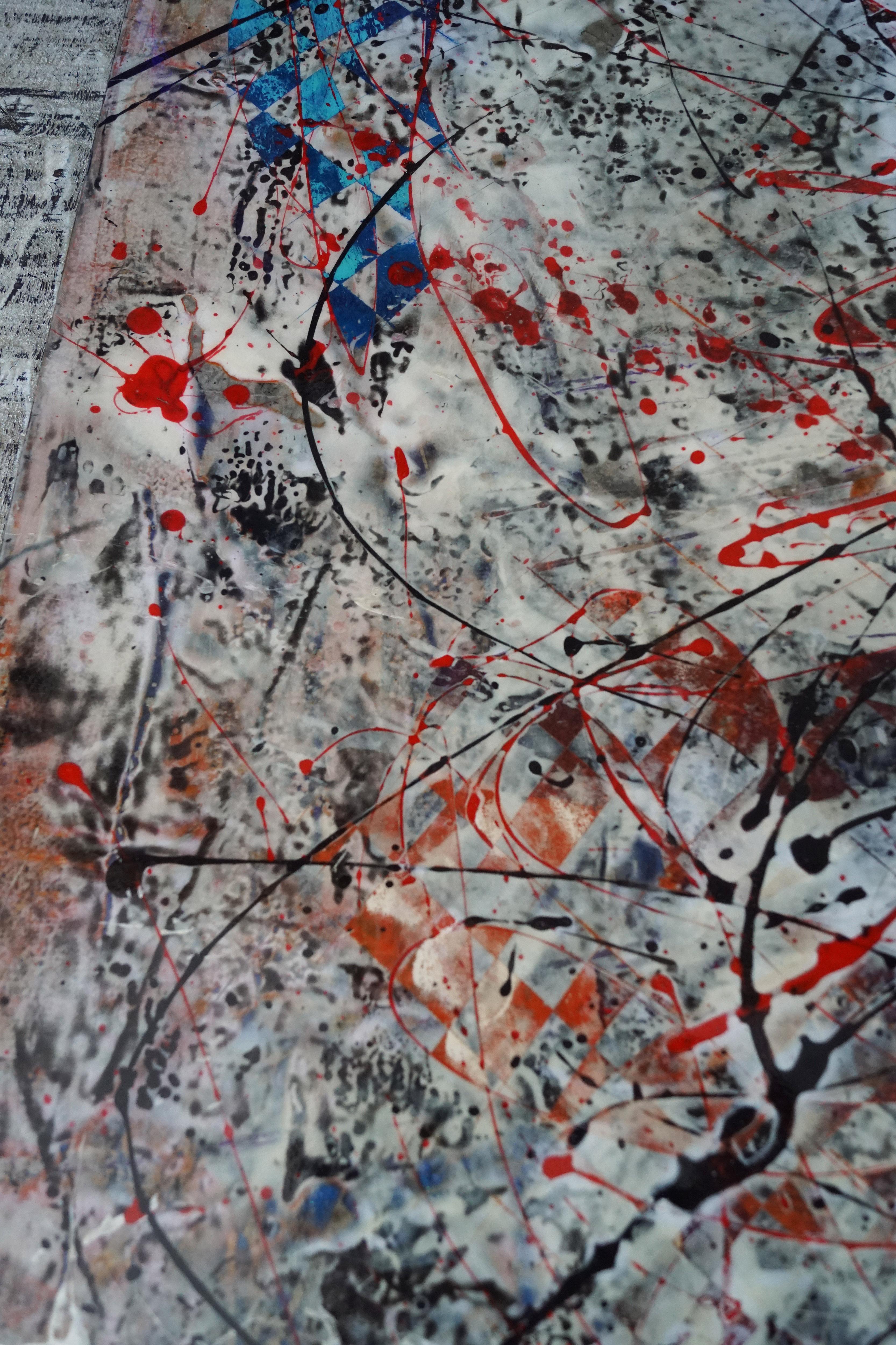 In omaggio a Janet Sobel che è stata l'antesignana del settore. E non è perché assomiglia a Pollock che si tratta di un'imitazione. Potremmo anche definire questo dipinto come una lacca, dato che la tecnica è più vicina e che il dripping è una