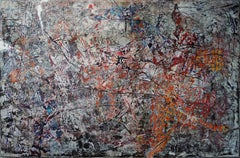 "Sobel" abstracto, barniz en spray pigmentos sobre  madera 150x100cm