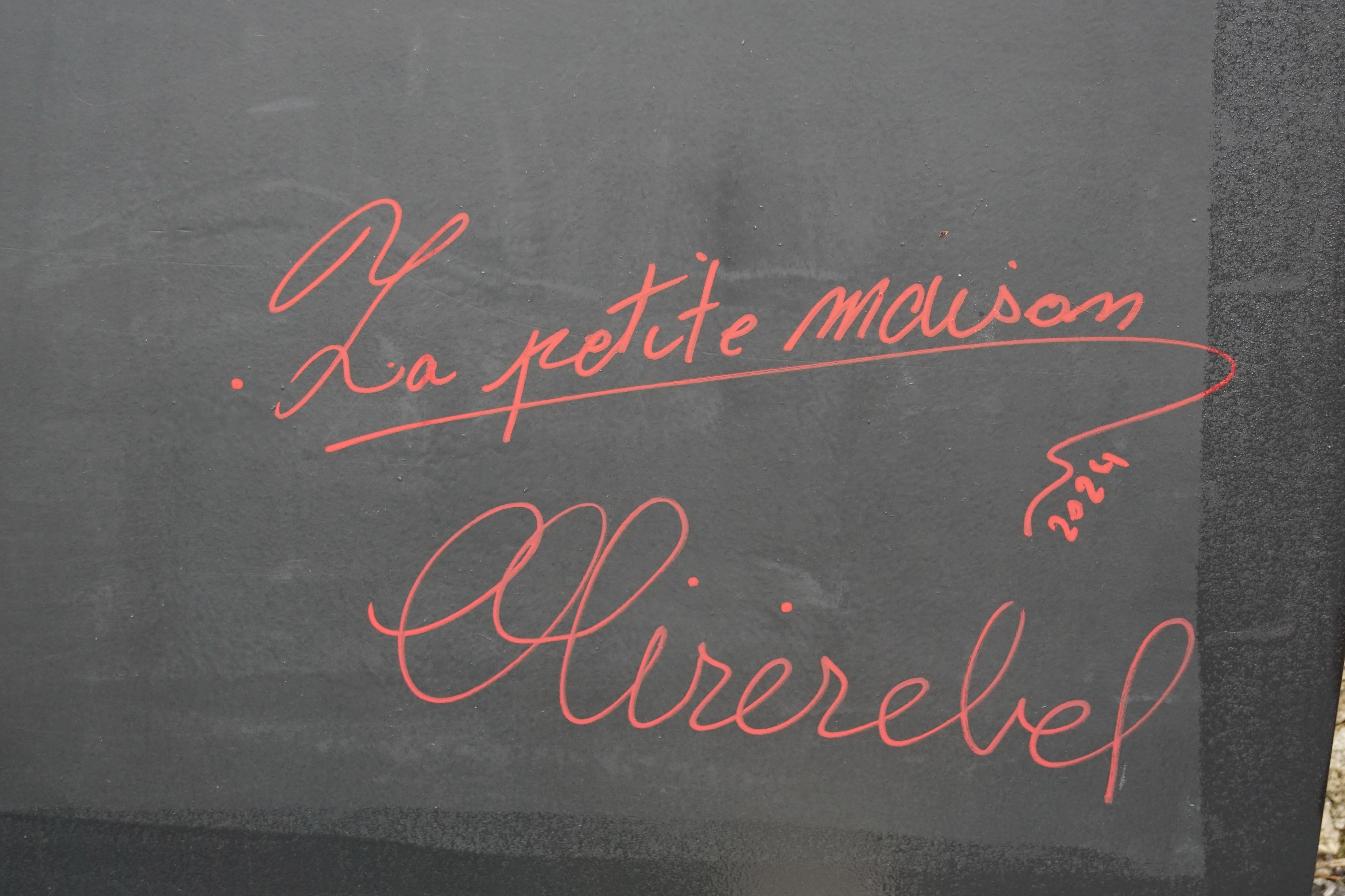 « la petite maison » abstraite, vernis en spray sur  Wood 126x100cm en vente 5