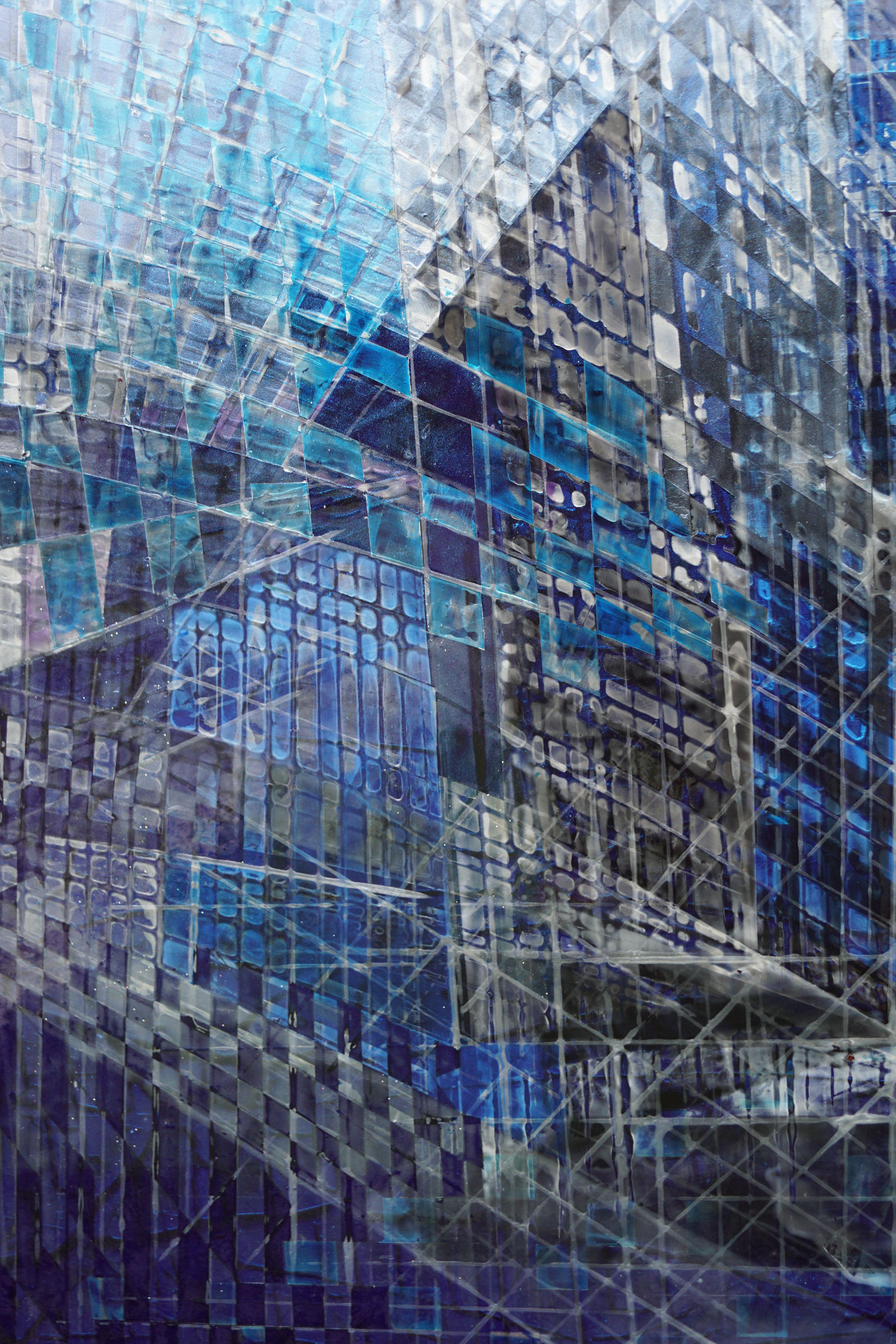 « la petite maison » abstraite, vernis en spray sur  Wood 126x100cm en vente 9