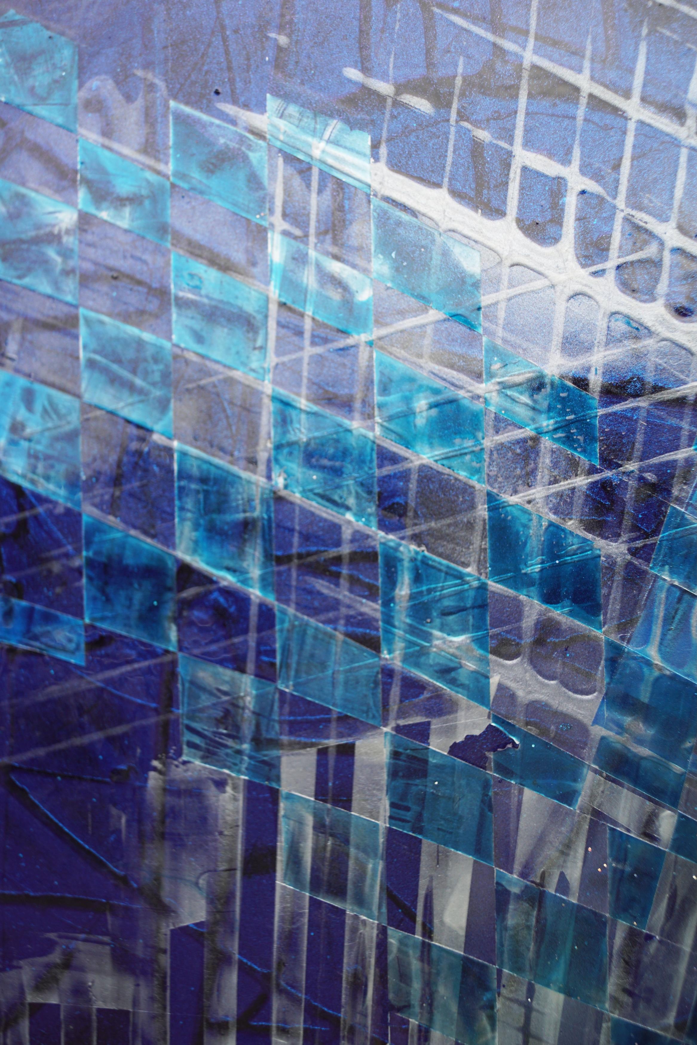 « la petite maison » abstraite, vernis en spray sur  Wood 126x100cm - Abstrait Painting par Olivier Ebel