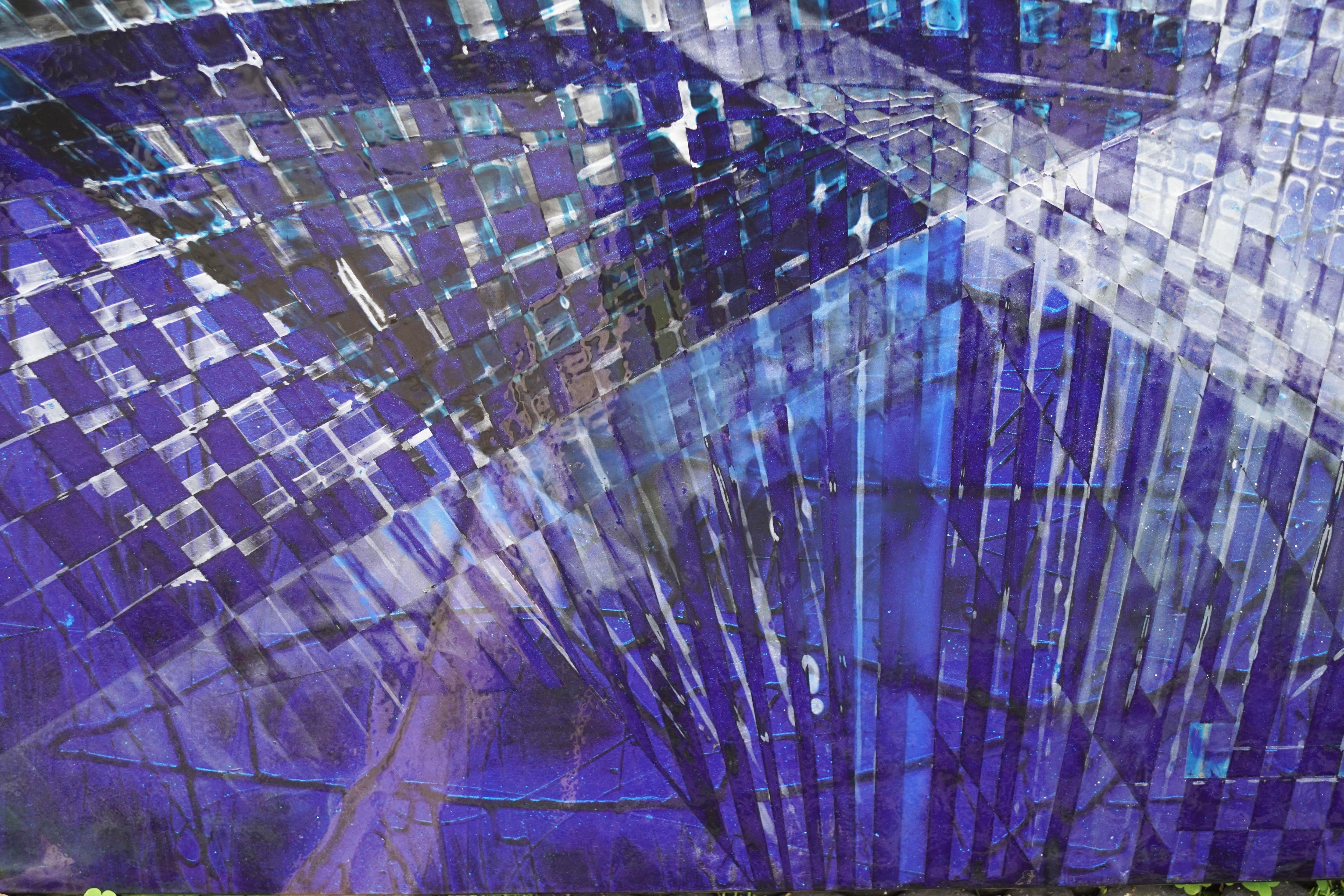 « la petite maison » abstraite, vernis en spray sur  Wood 126x100cm en vente 4