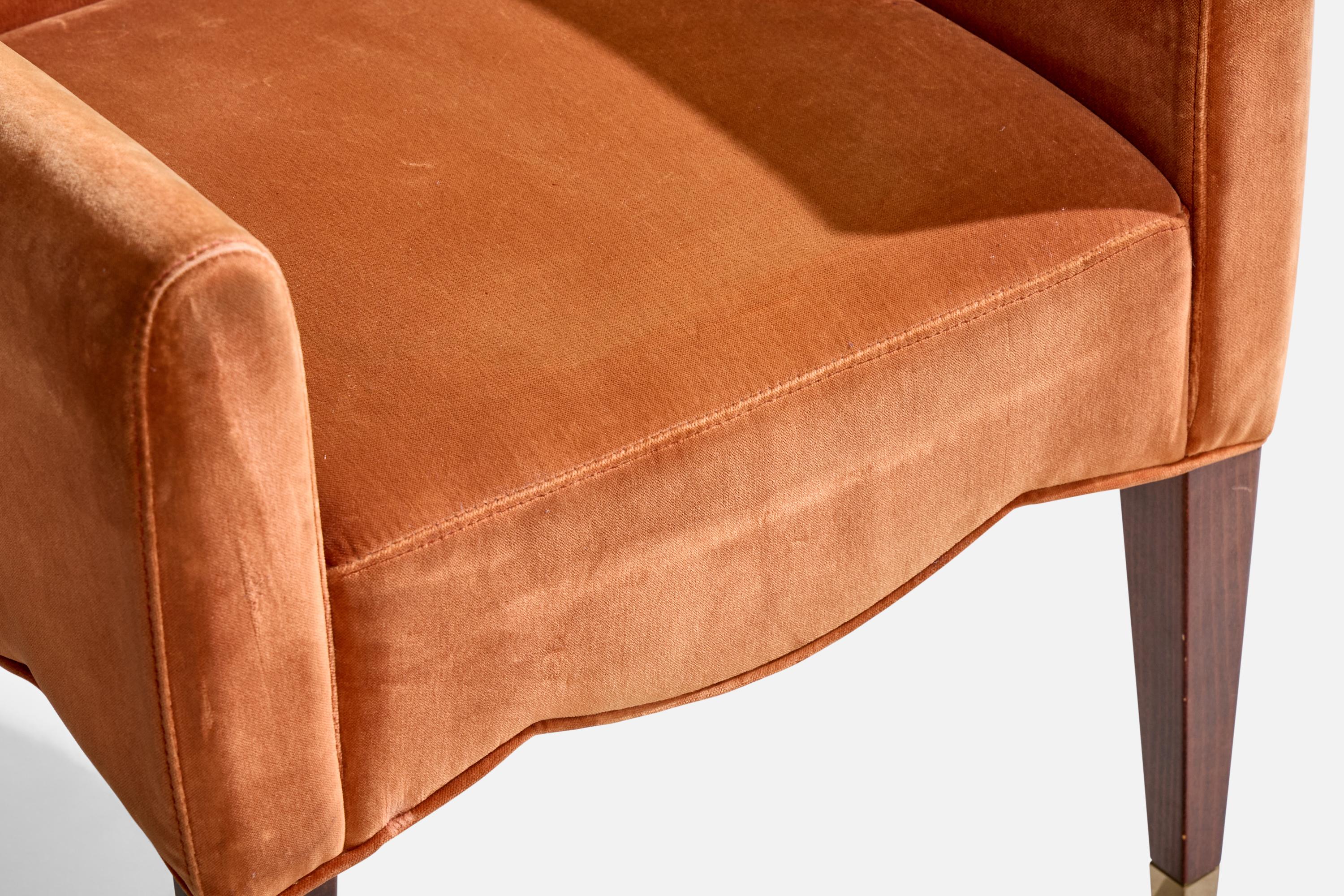 Svedese Olivier Gagnere, Poltrona, Velluto, Legno, Ottone, Francia, 1994 in vendita