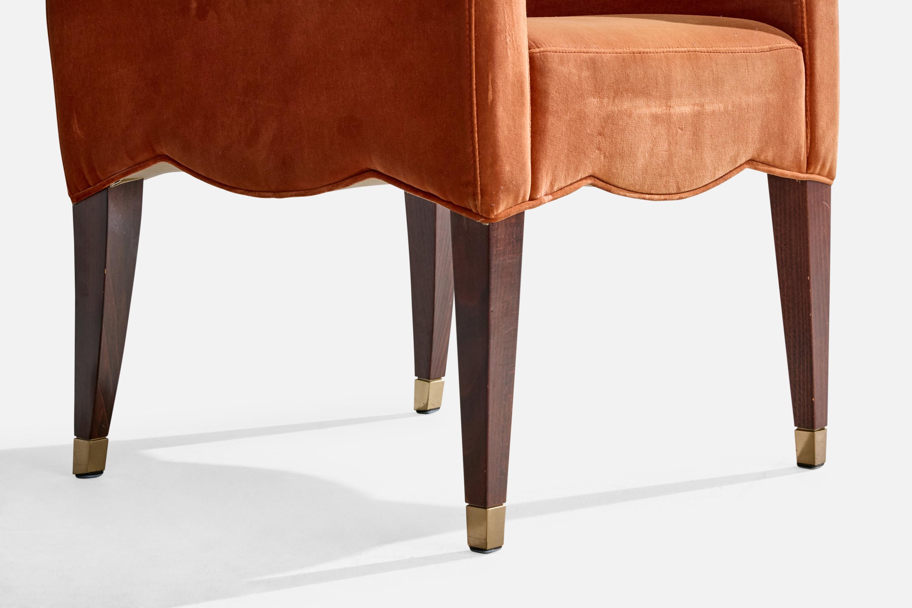 Olivier Gagnere, Poltrona, Velluto, Legno, Ottone, Francia, 1994 In condizioni buone in vendita a High Point, NC