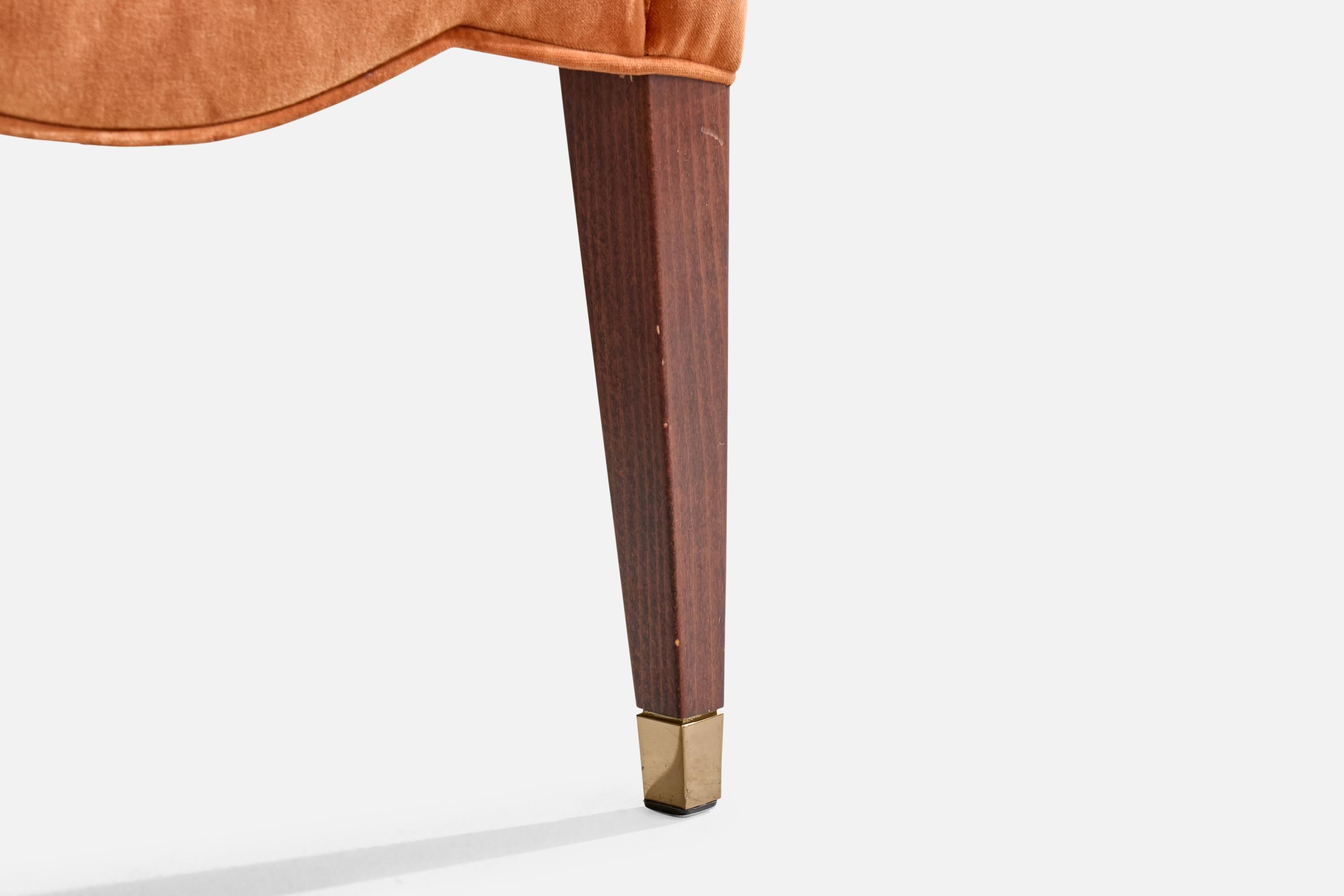 Fine XX secolo Olivier Gagnere, Poltrona, Velluto, Legno, Ottone, Francia, 1994 in vendita