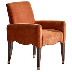 Olivier Gagnere, Fauteuil, Velours, Wood Wood, Brass, France, 1994