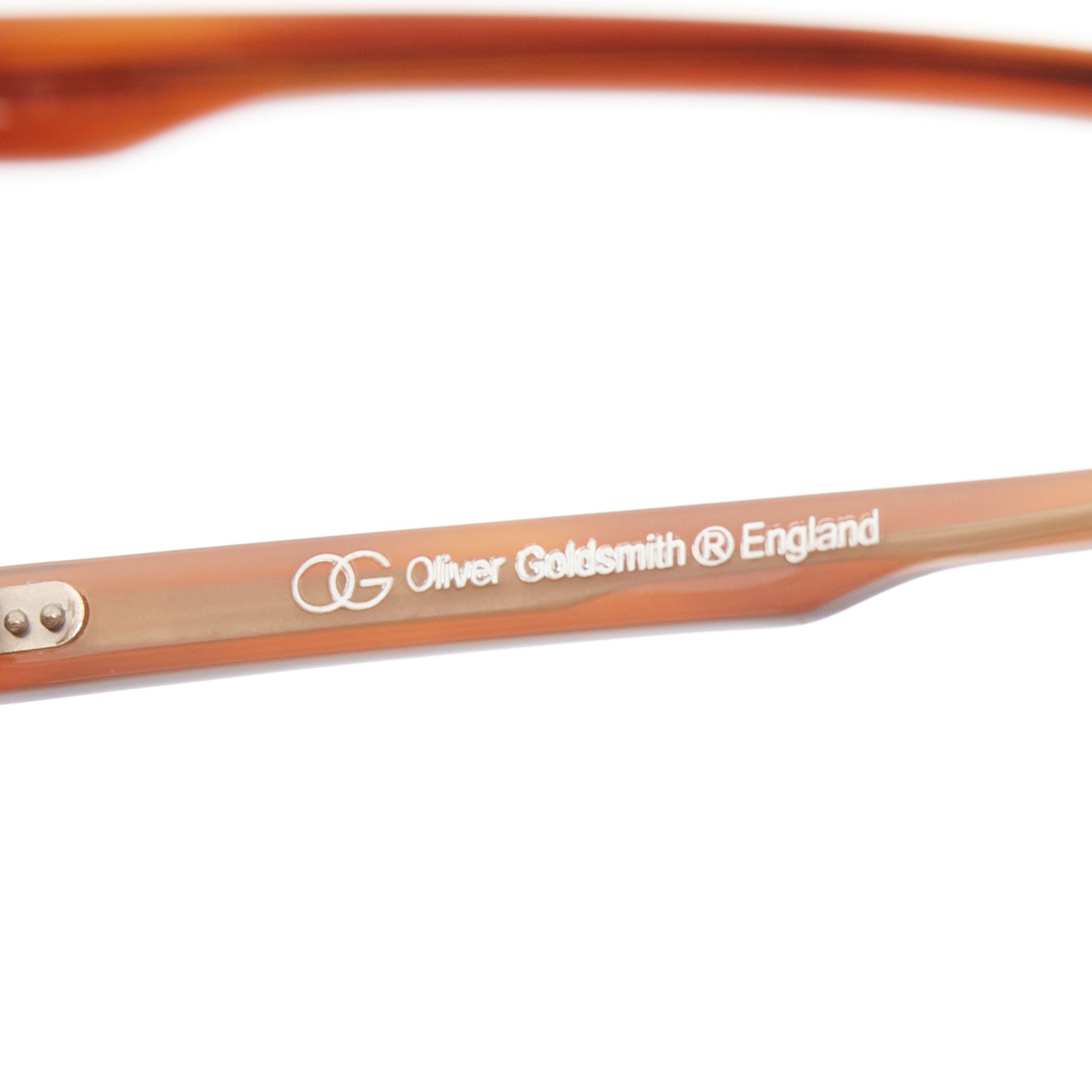 OLIVIER GOLDSMITH Carl dark butterscotch brown aviator sunglasses For Sale 3