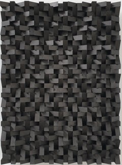 Ardoise IV - grey black contemporary modern abstract sculpture painting relief