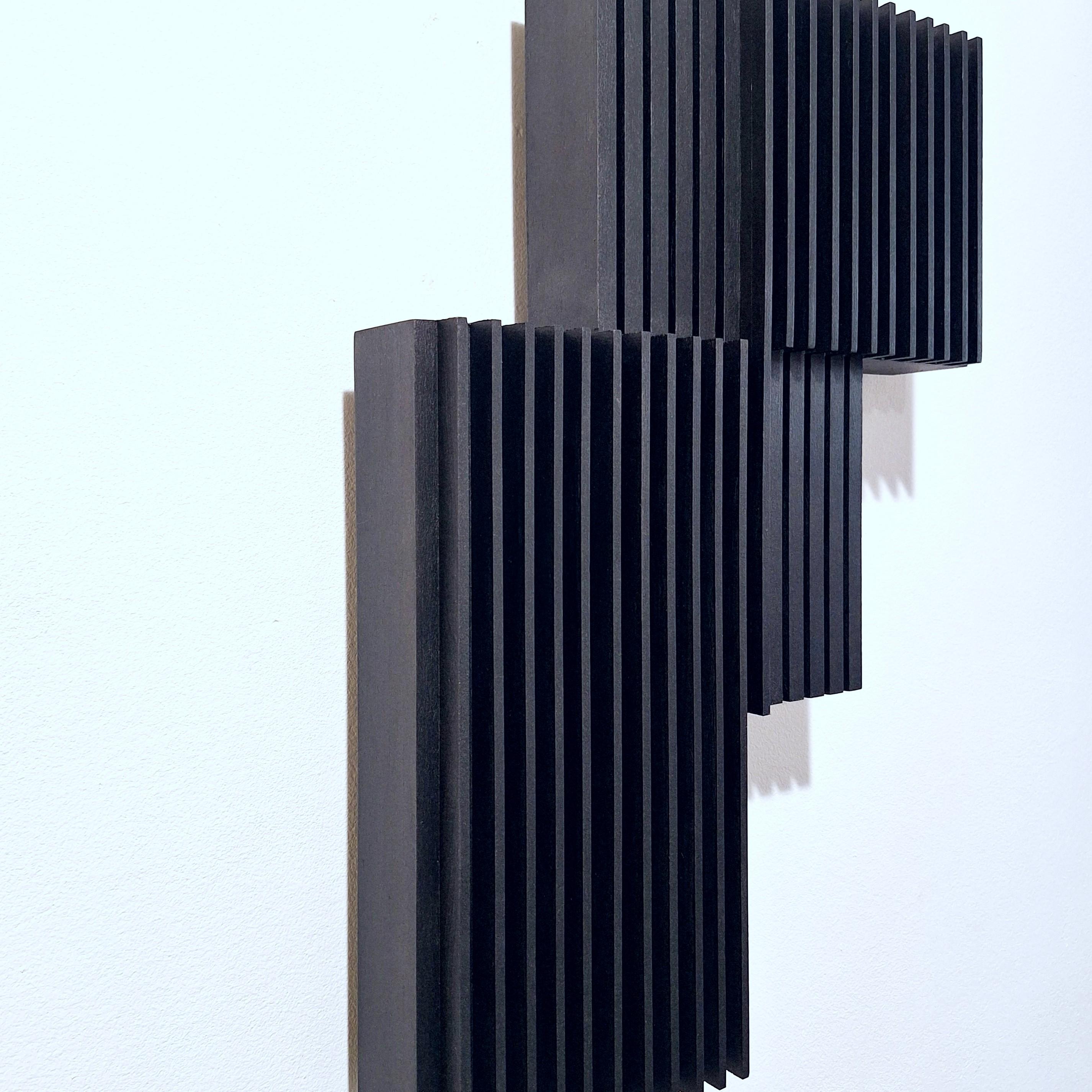 Carré vertical I - pittura geometrica contemporanea moderna in rilievo - Sculpture Contemporaneo di Olivier Julia