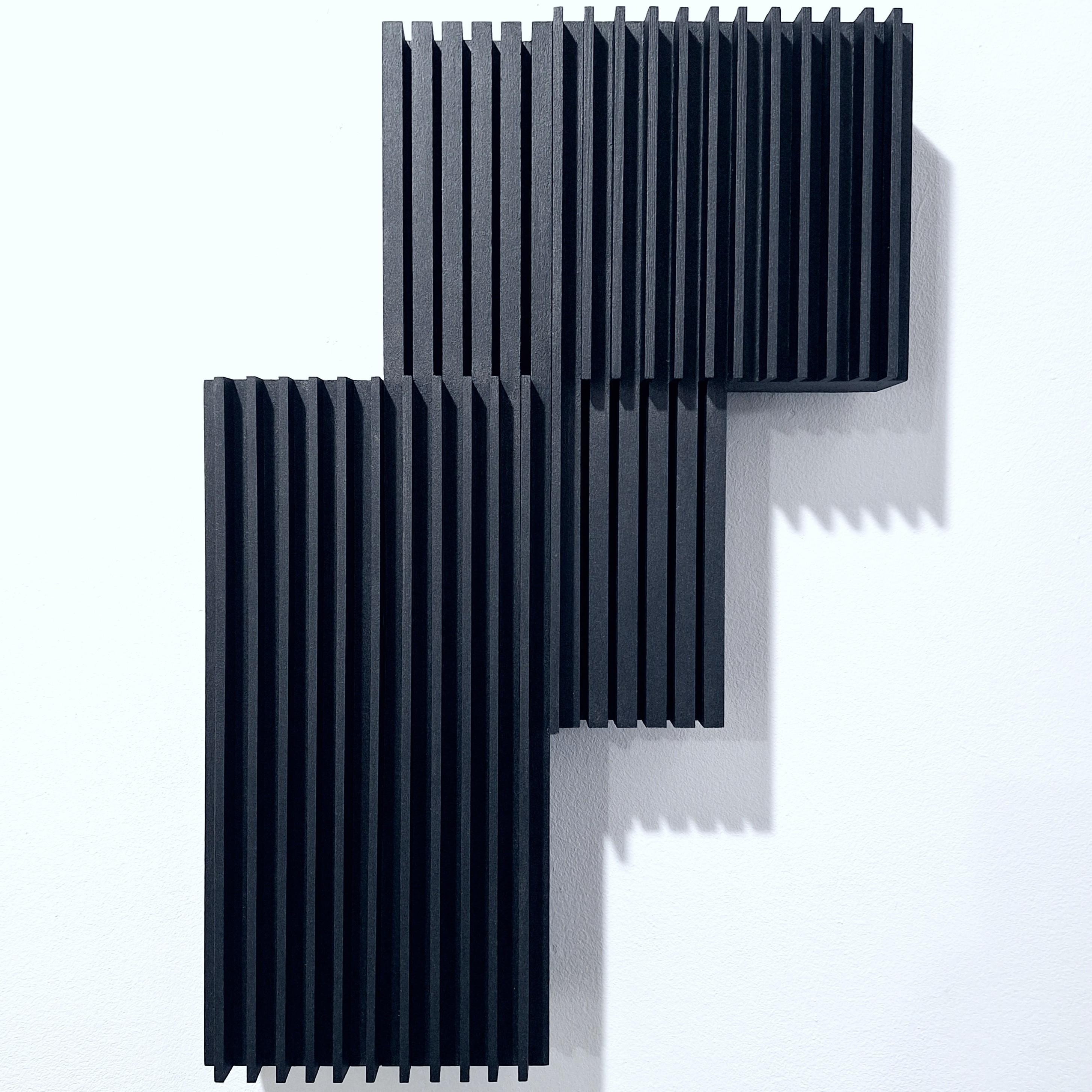Abstract Sculpture di Olivier Julia - Carré vertical I - pittura geometrica contemporanea moderna in rilievo