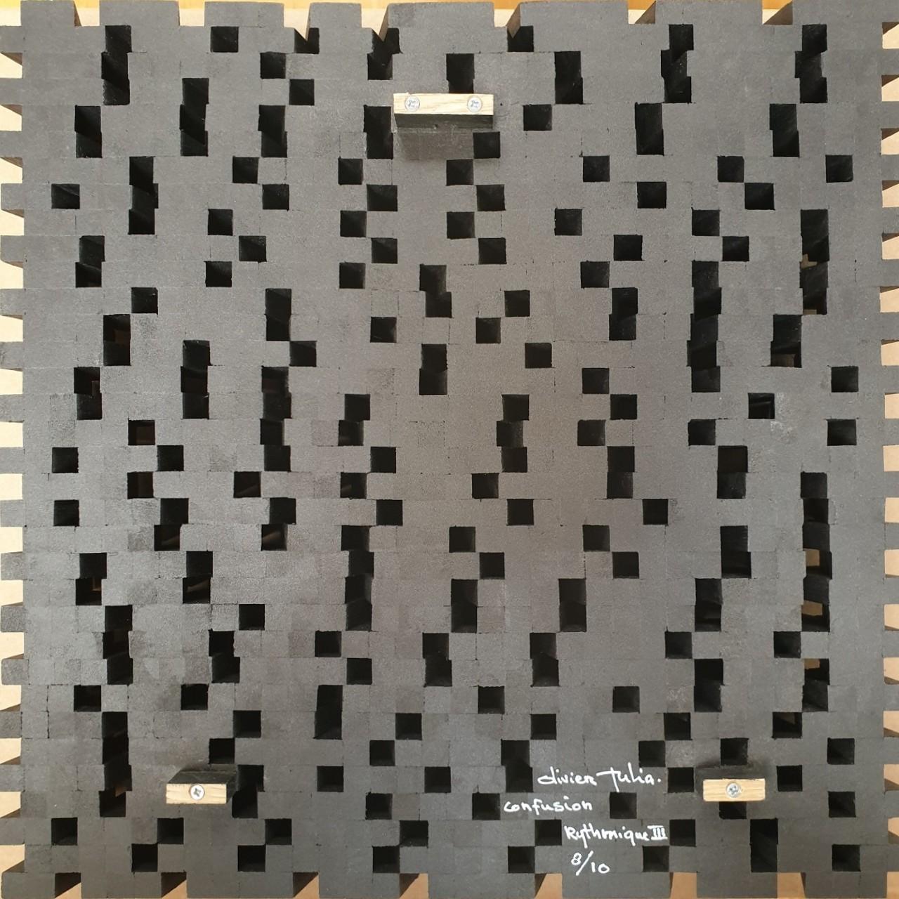 Confusion ritmique III no. 8 - contemporary modern geometric sculpture painting - Brown Abstract Painting by Olivier Julia