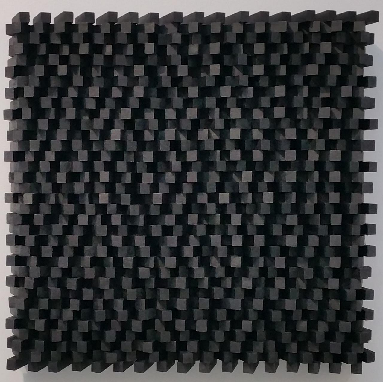Contemporary modern grey black painting sculpture relief Confusion ritmique