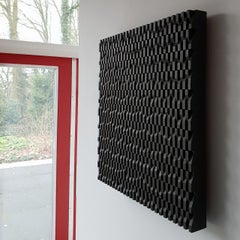 AM Contemporary moderno grigio nero pittura scultura rilievo Entrelacements II