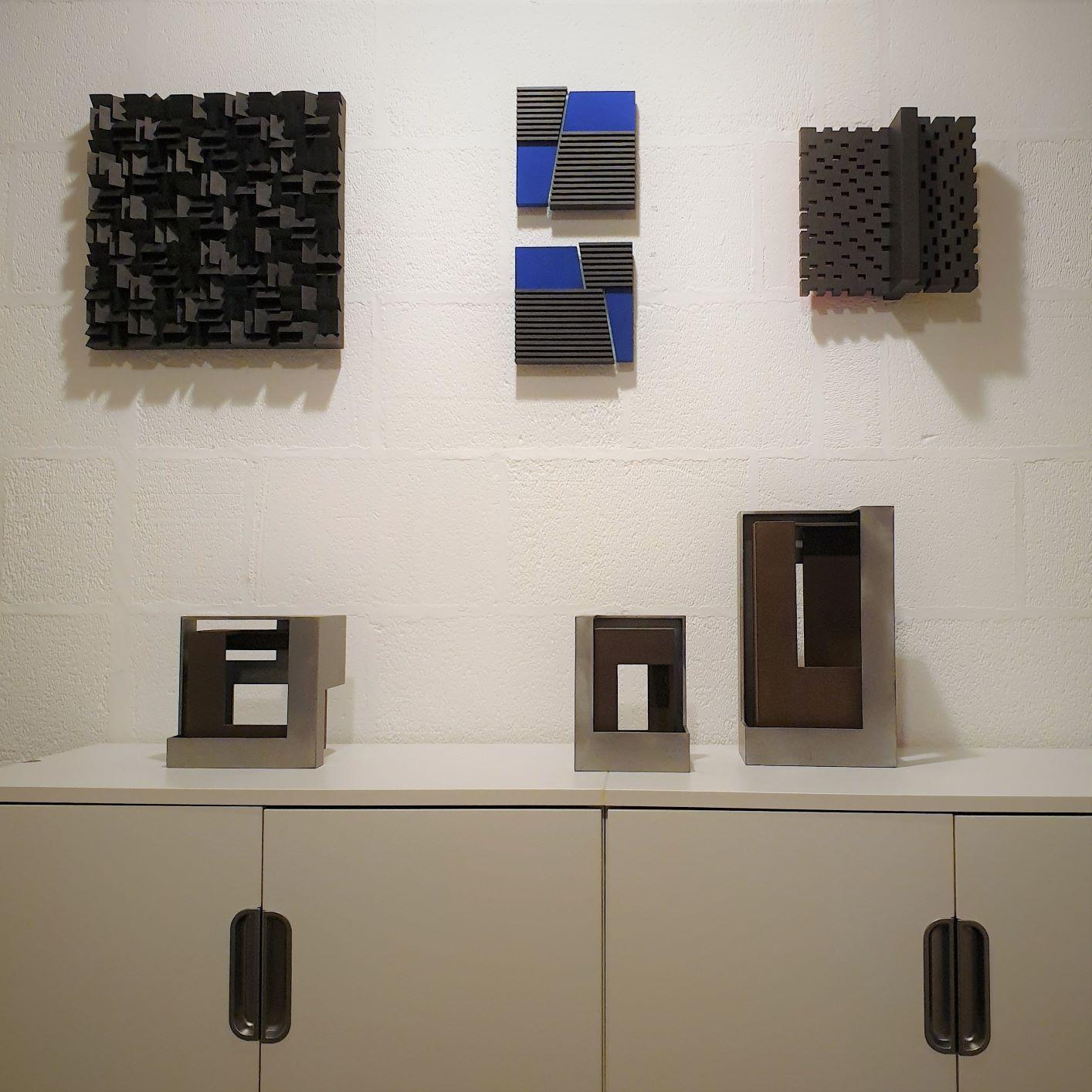 Intersezione III 13/25 - blu grigio scultura moderna contemporanea pittura rilievo - Sculpture Contemporaneo di Olivier Julia