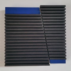 Intersection IV 7/25 - blue grey contemporary modern sculpture painting relief