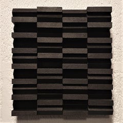 Intervalle I 21/50 - black grey contemporary modern sculpture painting relief