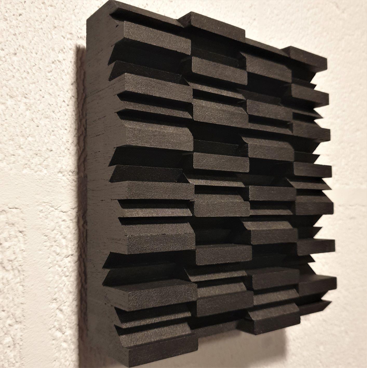 Intervalle II 13/25 - black grey contemporary modern sculpture painting relief - Contemporary Painting by Olivier Julia