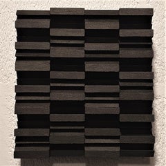 Intervalle II 13/25 - black grey contemporary modern sculpture painting relief