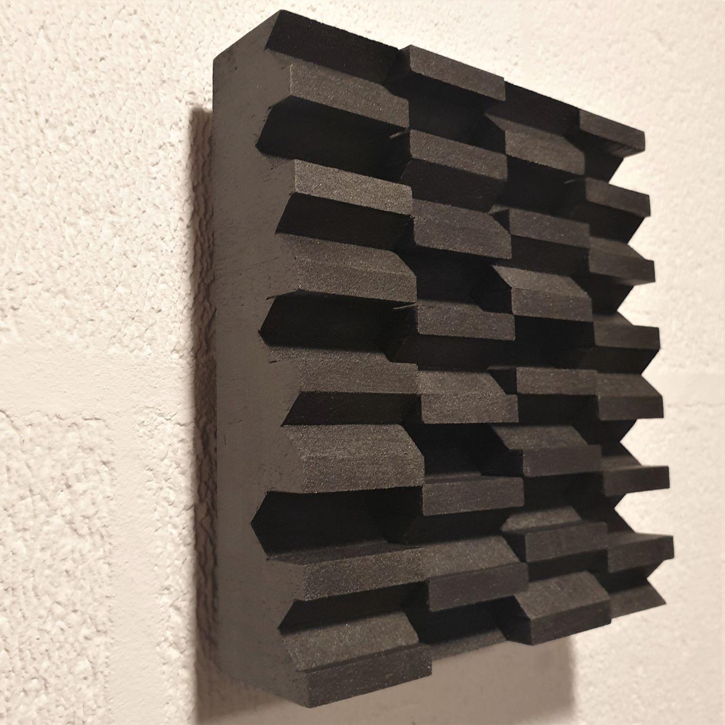 Intervalle III 7/25 - black grey contemporary modern sculpture painting relief - Contemporary Sculpture by Olivier Julia