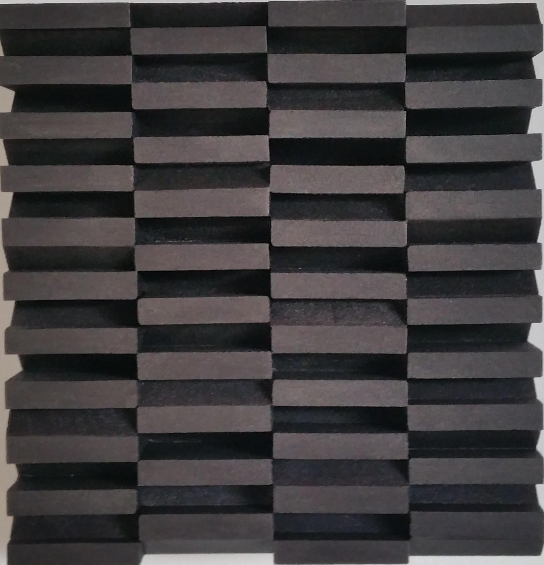 Intervalle IV 8/25 - black grey contemporary modern sculpture painting relief