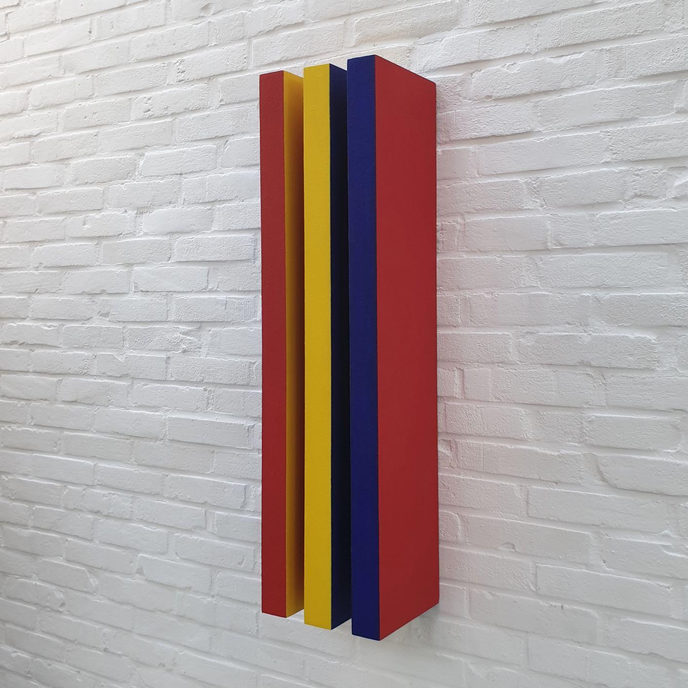 Réflexion des couleurs - red yellow blue contemporary modern painting relief 1