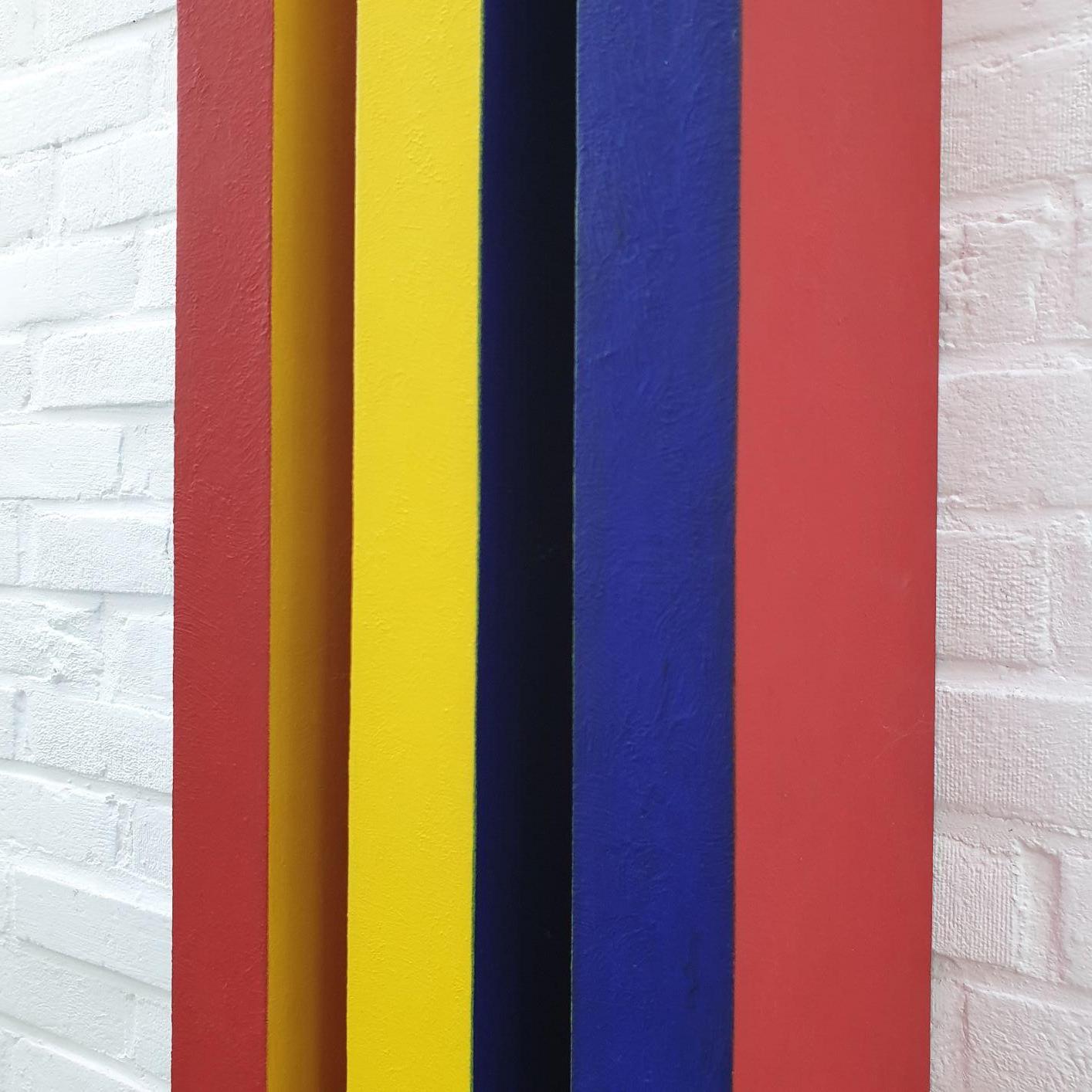 Réflexion des couleurs - red yellow blue contemporary modern painting relief 2