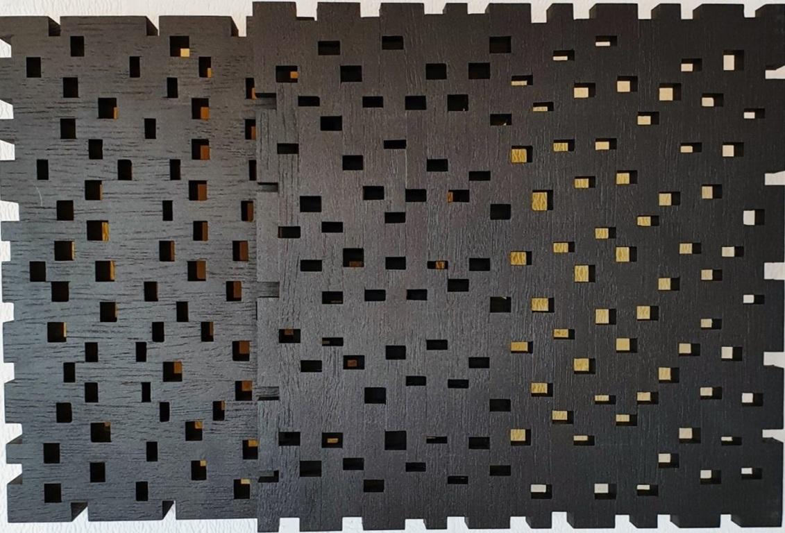 Reflexion ritmique II - scultura geometrica contemporanea moderna, pittura in rilievo