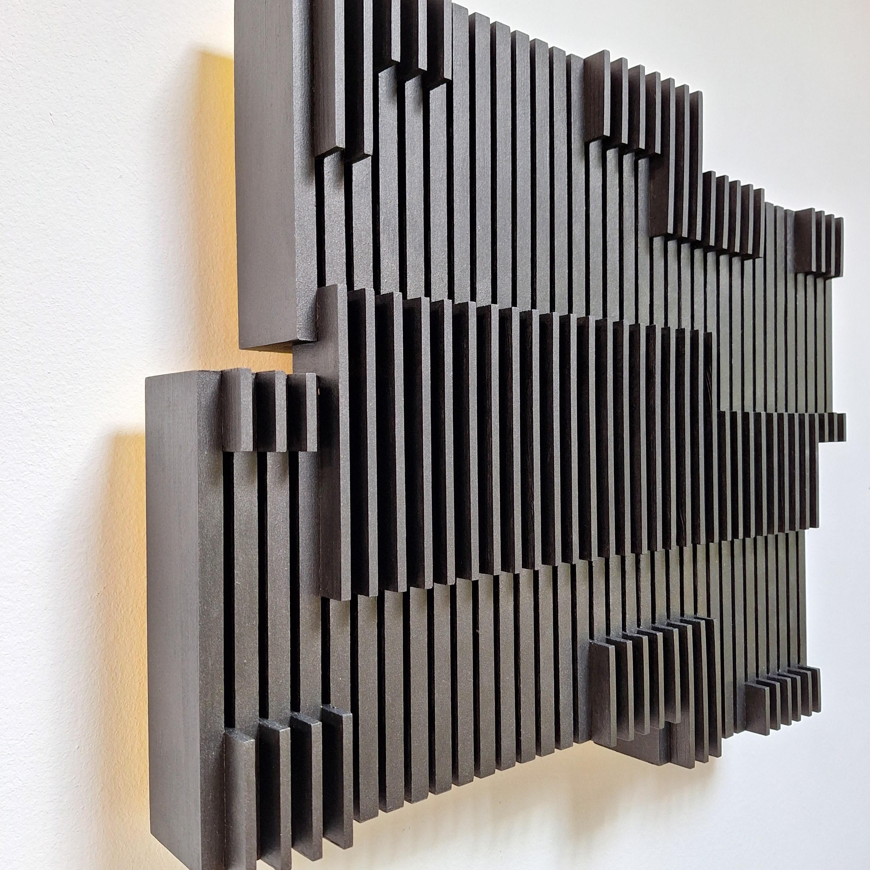 Symphonie verticale III - geometric contemporary modern painting relief - Contemporary Sculpture by Olivier Julia