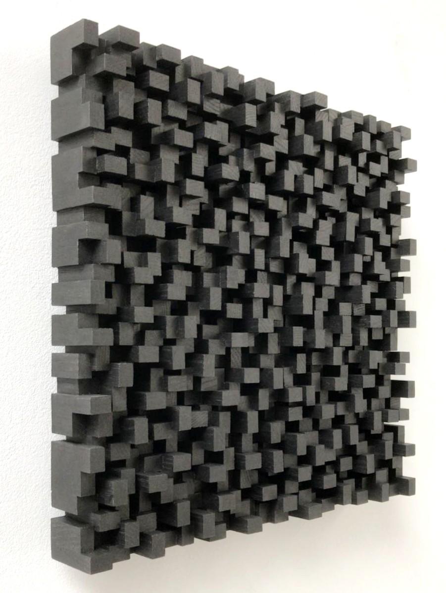 Rythme urbain - grey black contemporary modern modern sculpture painting relief - Sculpture by Olivier Julia