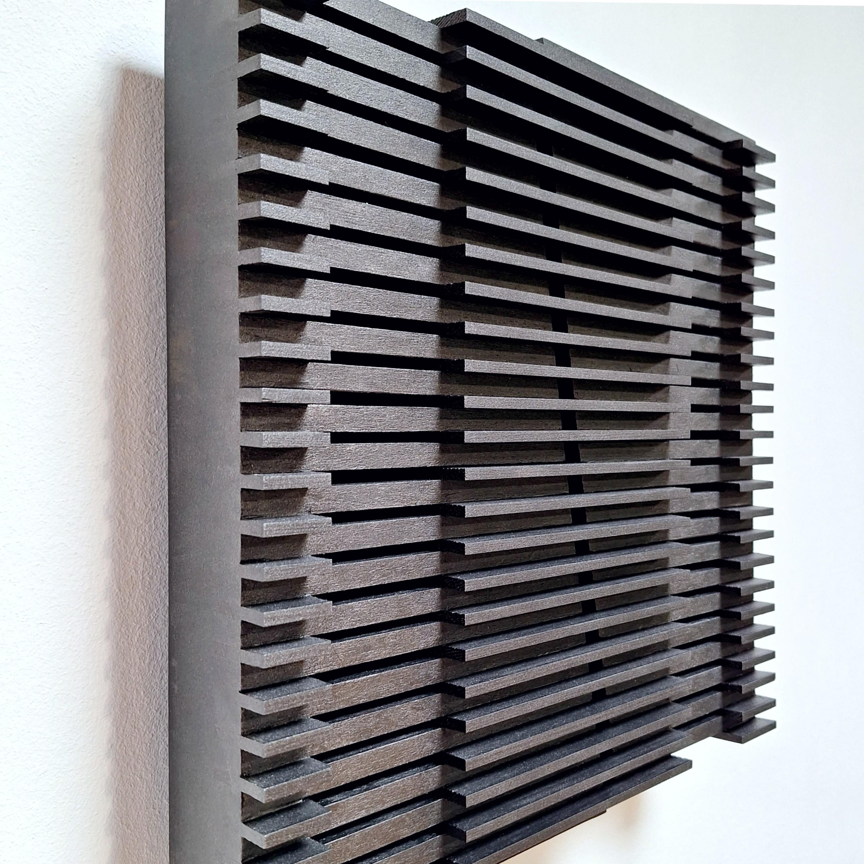 Urbanisme lineaire I architektonisch modern grau schwarz malerei relief (Zeitgenössisch), Sculpture, von Olivier Julia