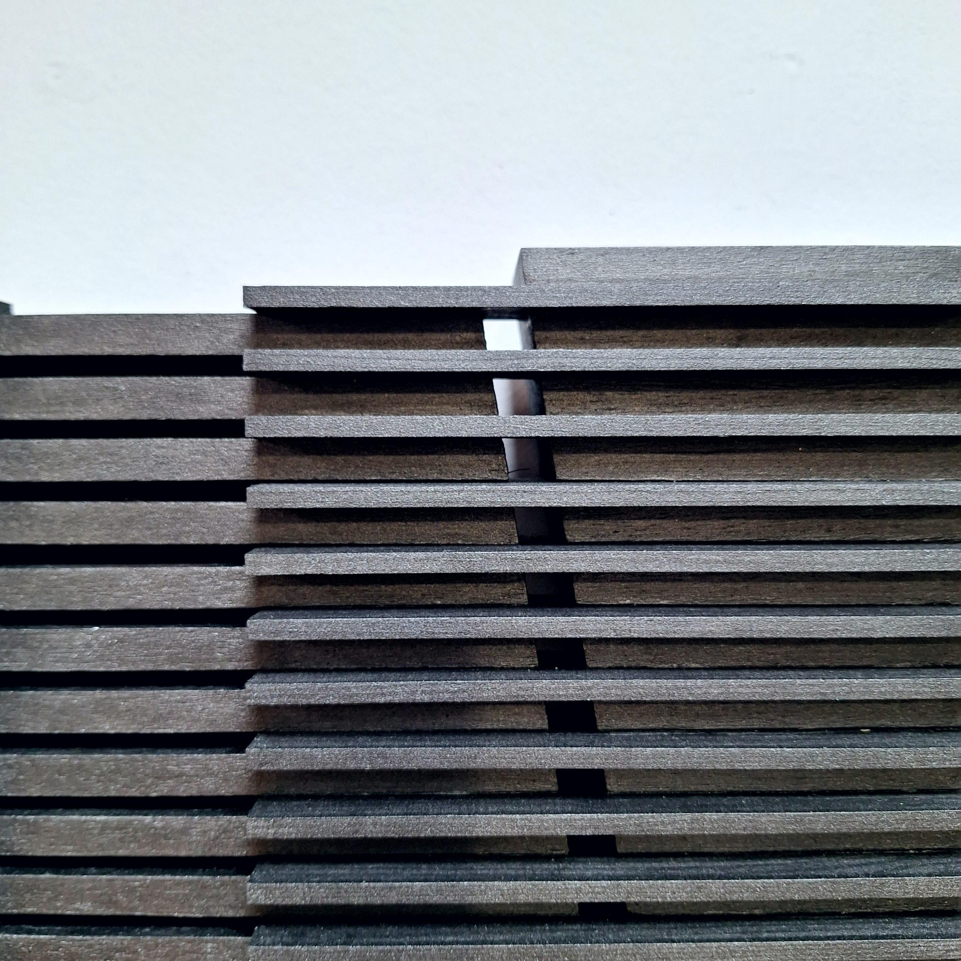 Urbanisme lineaire I architektonisch modern grau schwarz malerei relief im Angebot 1