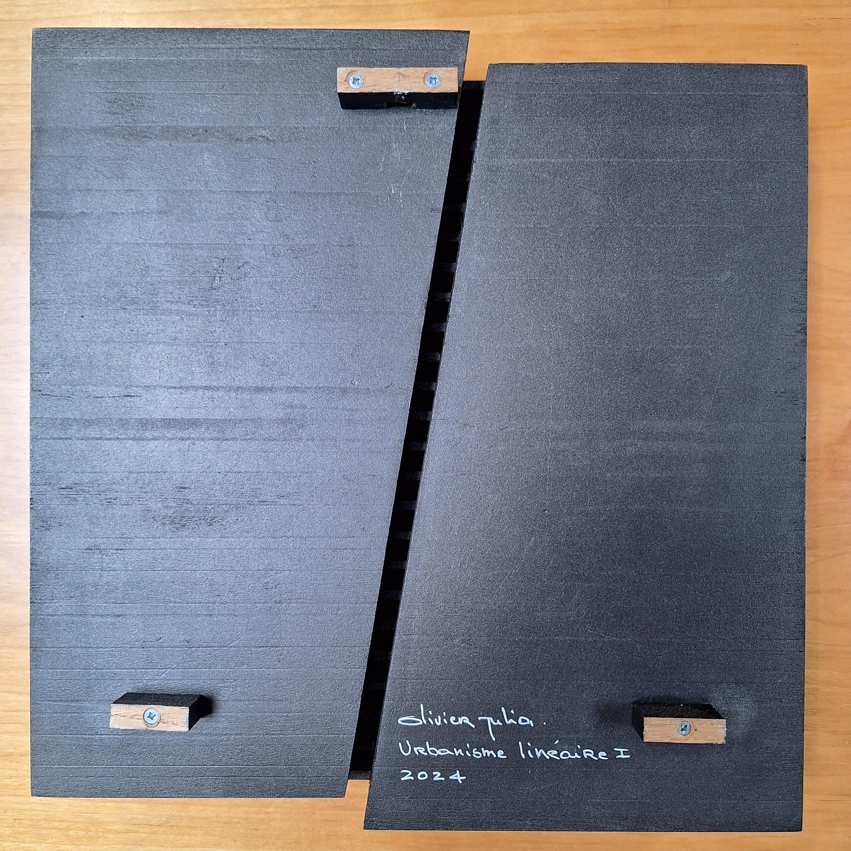 Urbanisme lineaire I architektonisch modern grau schwarz malerei relief im Angebot 3