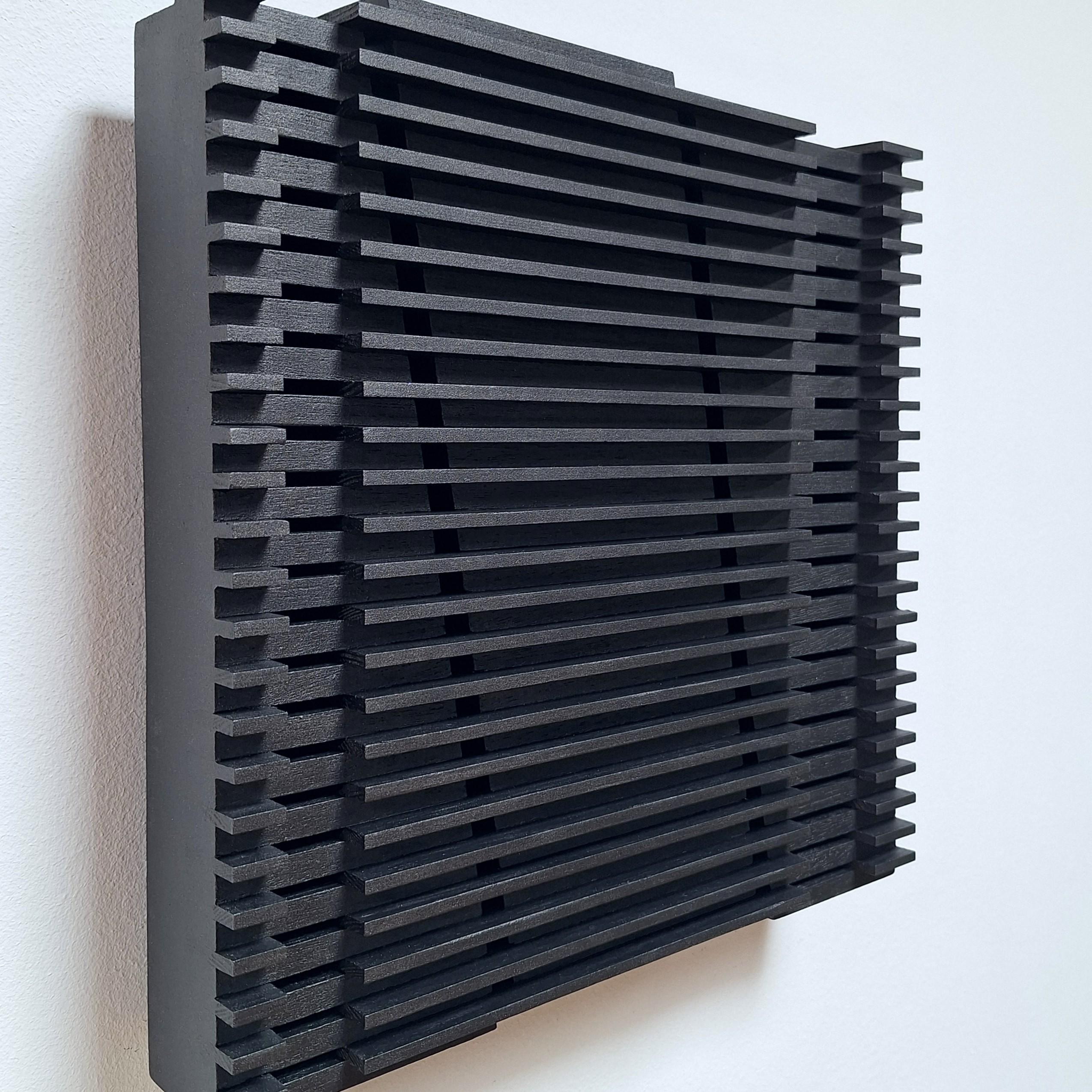 Urbanisme lineaire II modern grau schwarz architektonische Malerei Relief (Zeitgenössisch), Painting, von Olivier Julia