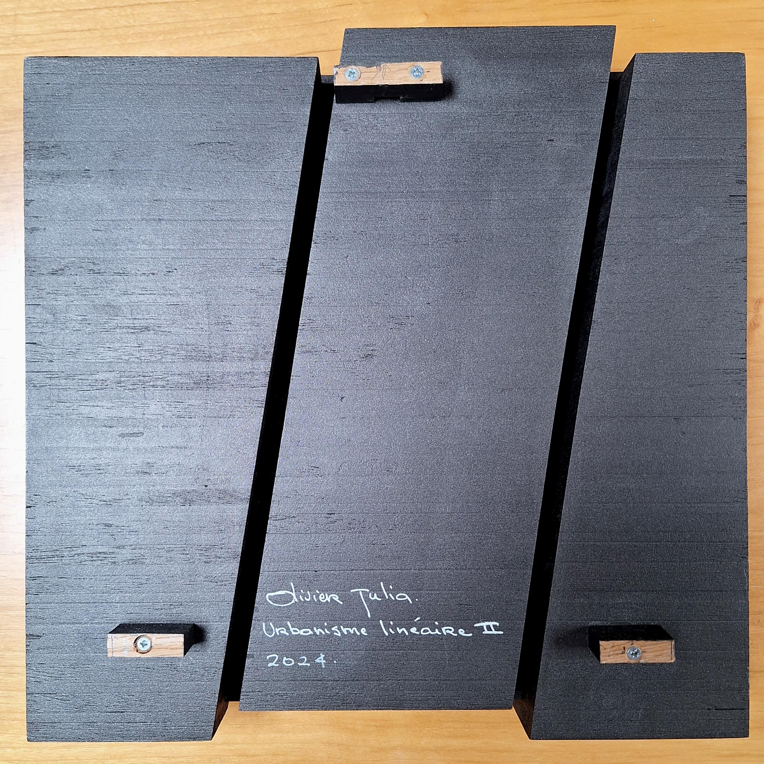 Urbanisme lineaire II modern grau schwarz architektonische Malerei Relief im Angebot 3