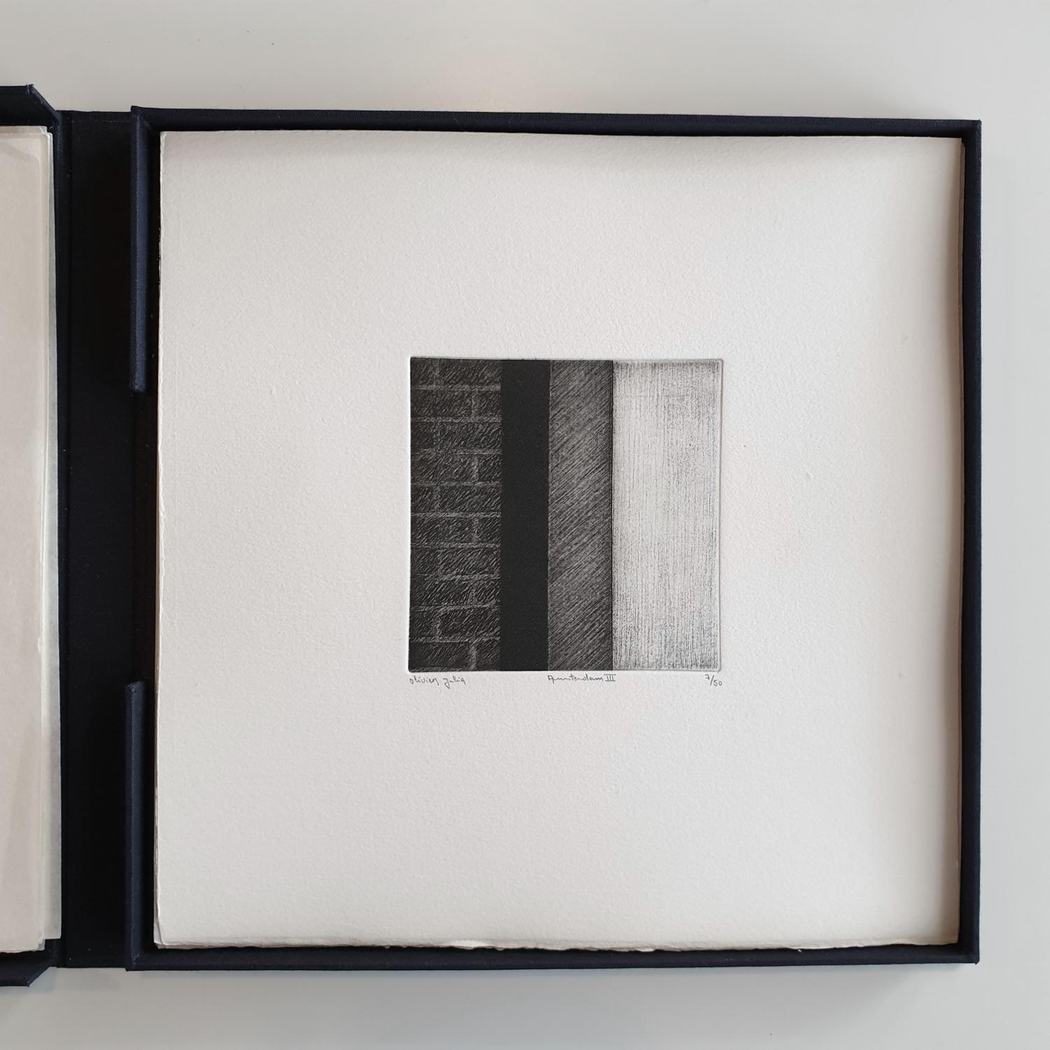 Amsterdam  3/50- collectors box with ten black-white etching aquatint prints  - Gray Still-Life Print by Olivier Julia