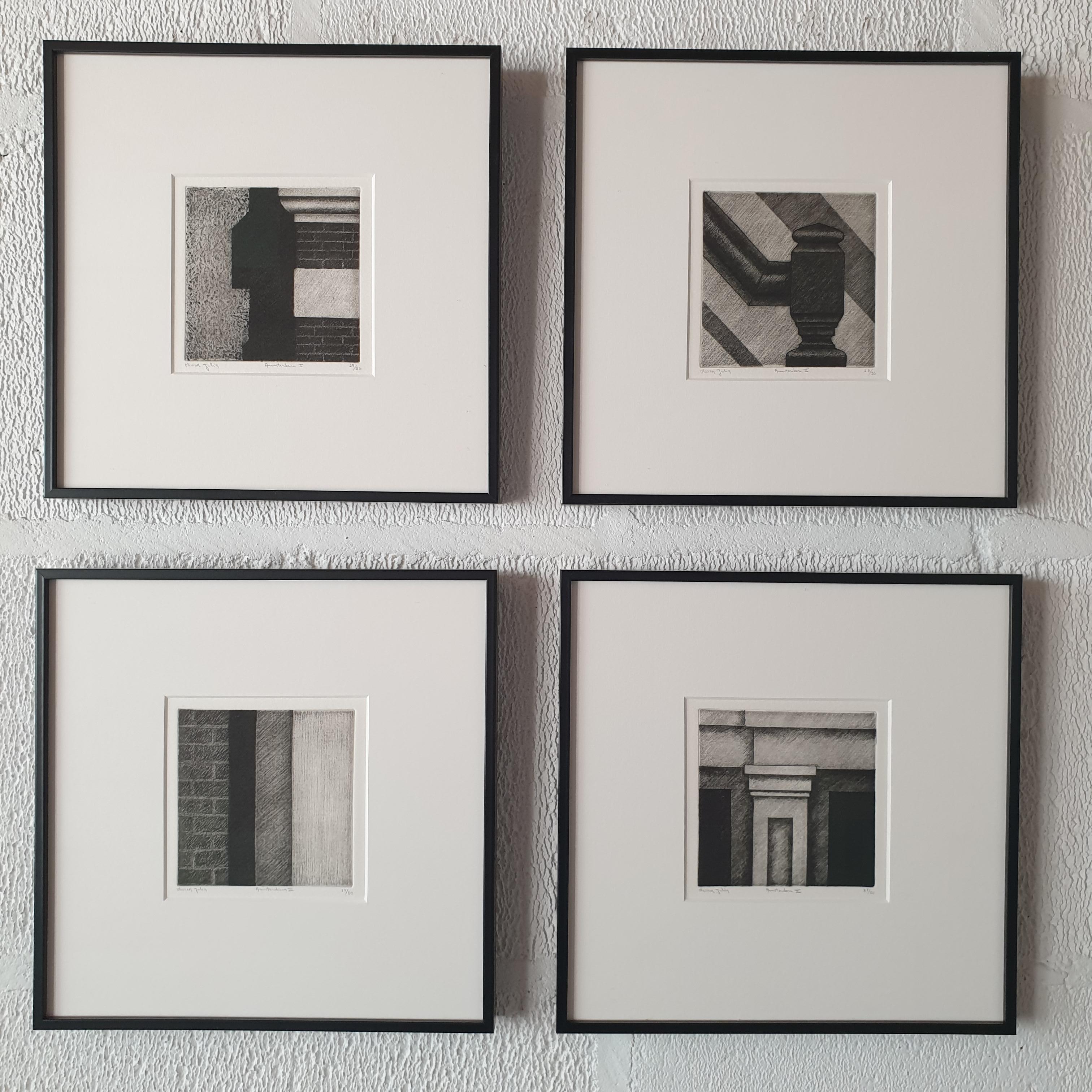 Amsterdam II ed 28/50- musée verre encadré aquatinte et gravure en noir et blanc - Contemporain Print par Olivier Julia