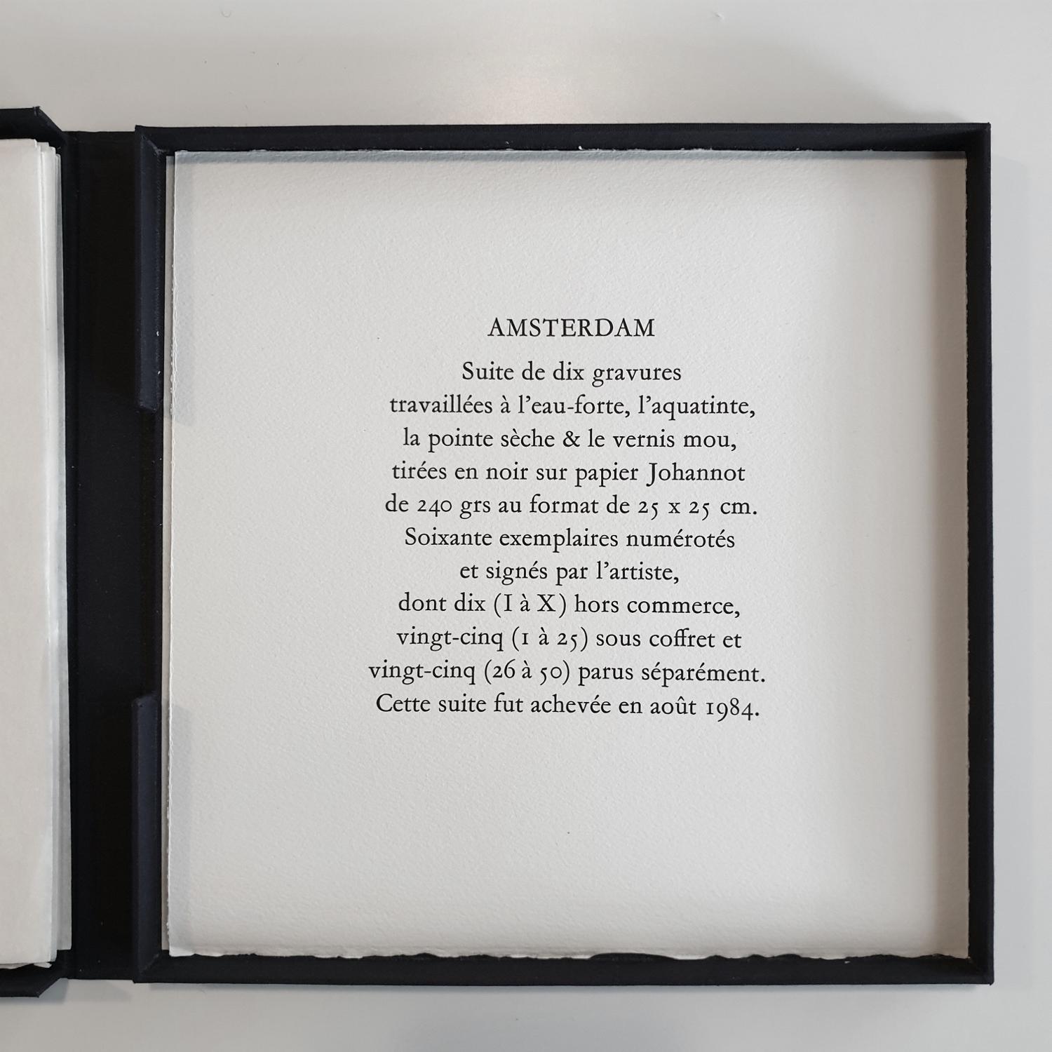 Amsterdam X ed 28/50 - museum glass framed black-white aquatint etch print - Gray Still-Life Print by Olivier Julia
