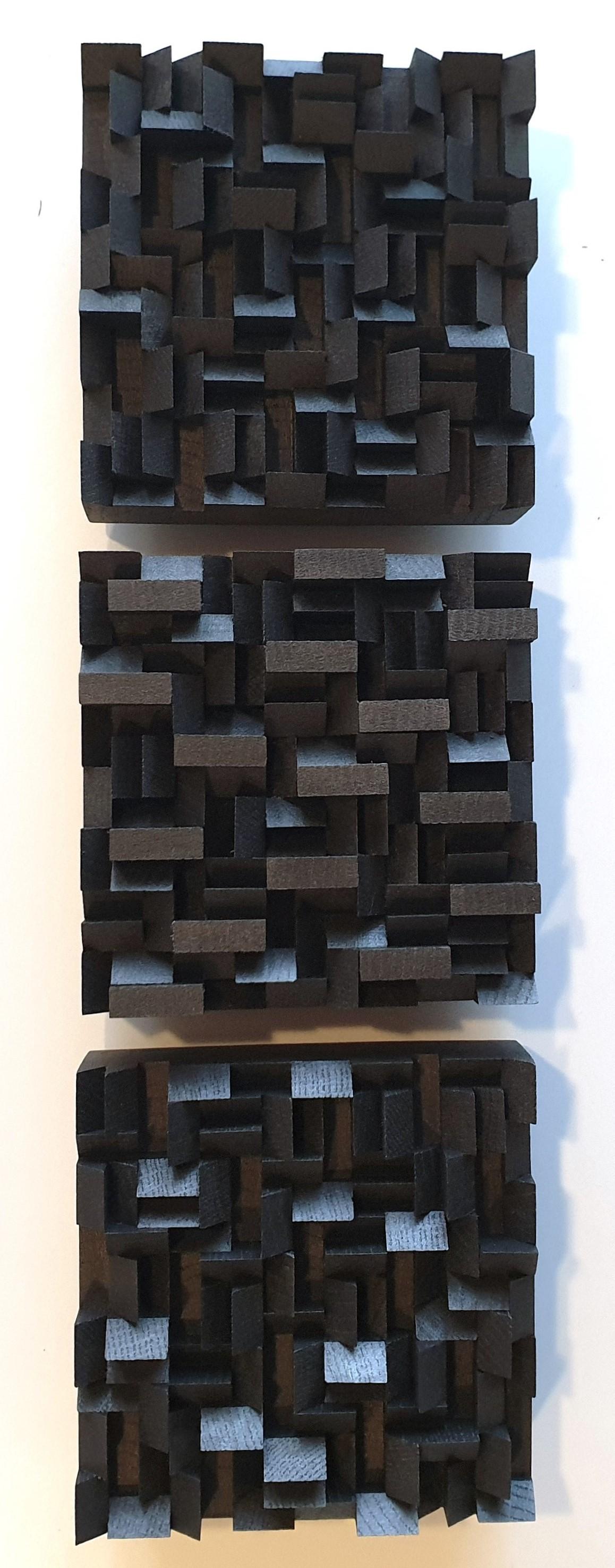 Olivier Julia Abstract Sculpture - Variation triptyque I ed. 2/3 -  set of 3 contemporary modern wall sculptures