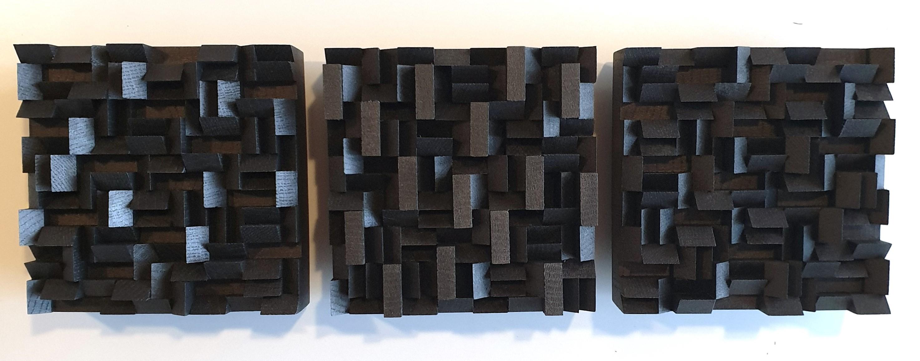 Olivier Julia Abstract Sculpture - Variation triptyque I ed. 1/3 -  set of 3 contemporary modern wall sculptures