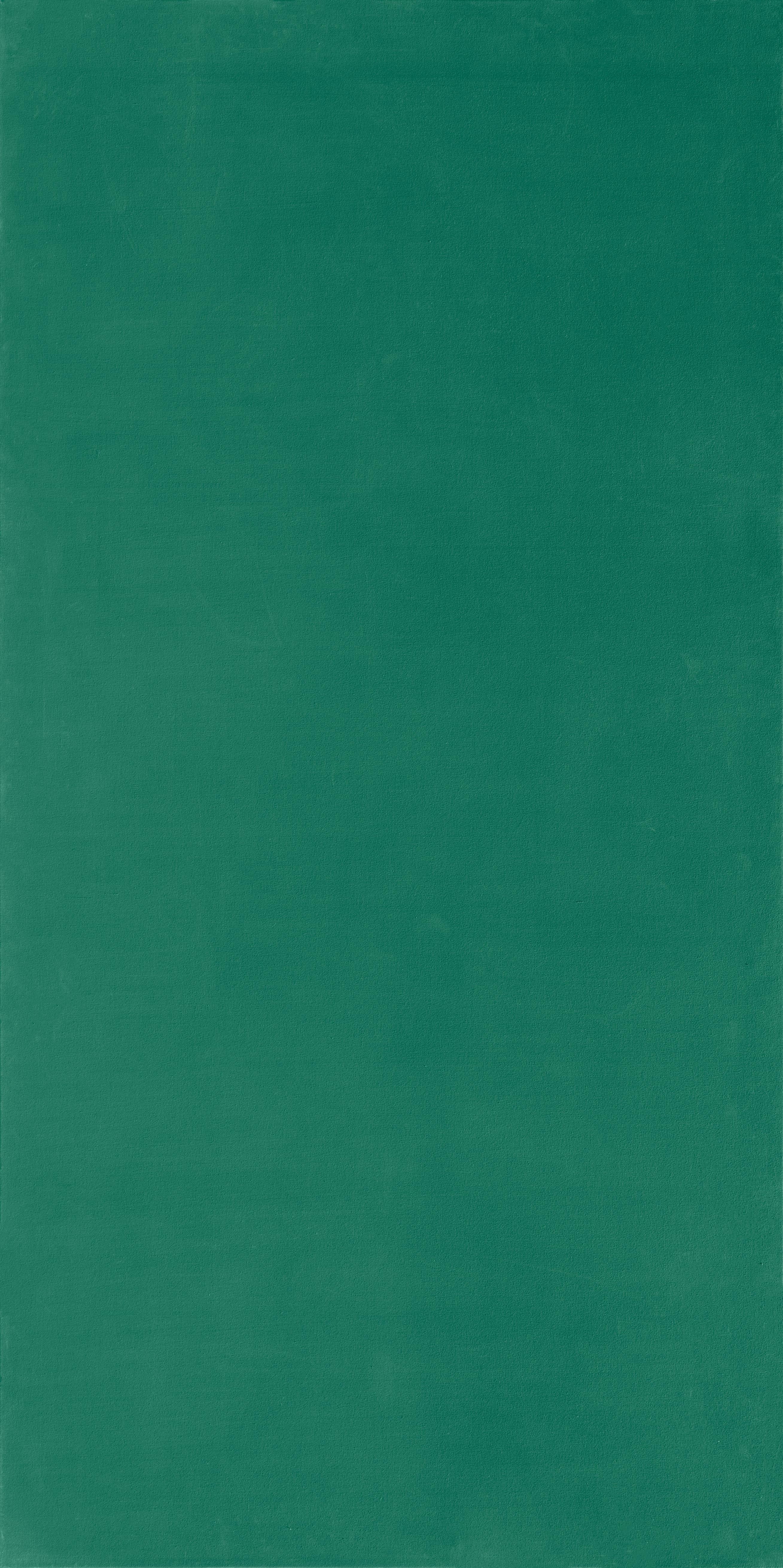 Large scale monochrome painting by Olivier Mosset in a deep green color. Mosset became interested in monochrome works in the late 1970s, at the height of Neo-Expressionism.

Canvas Size: 110 x 55 inches