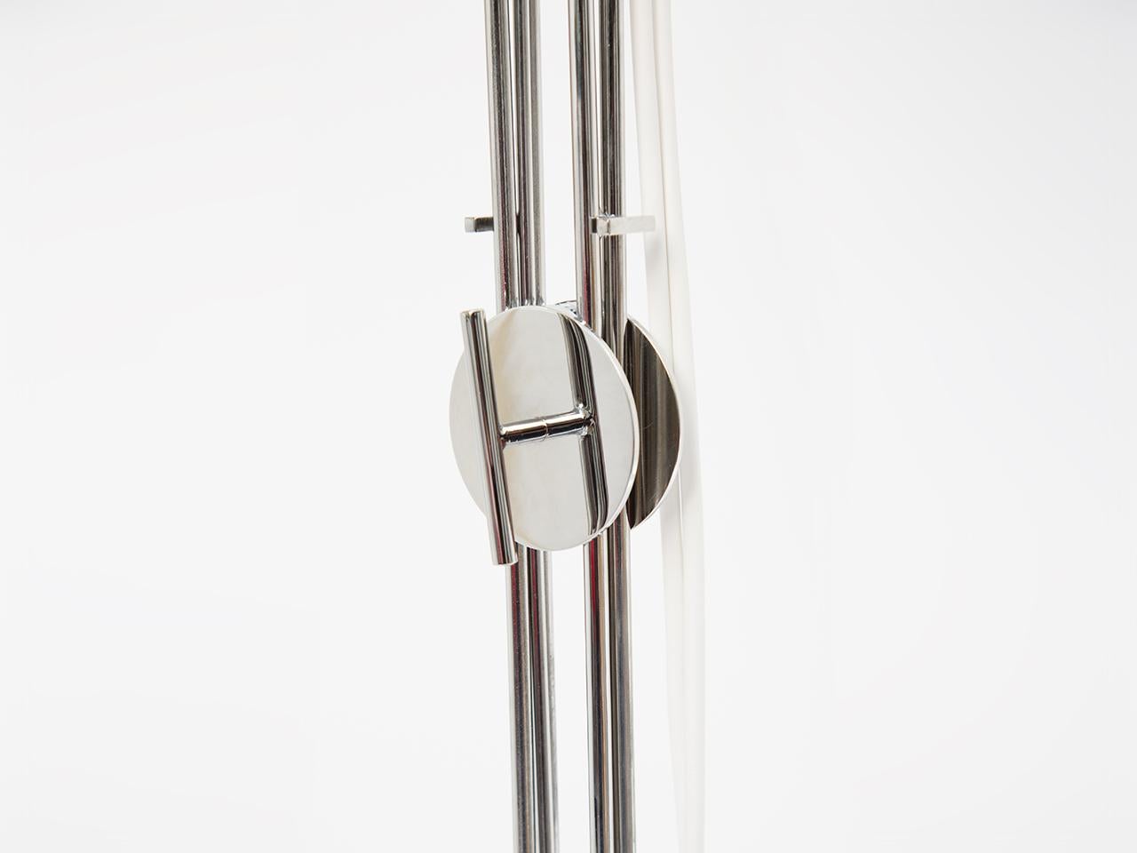 French Olivier Mourgue Standing Lamp in Brushed Stainless Steel For Sale