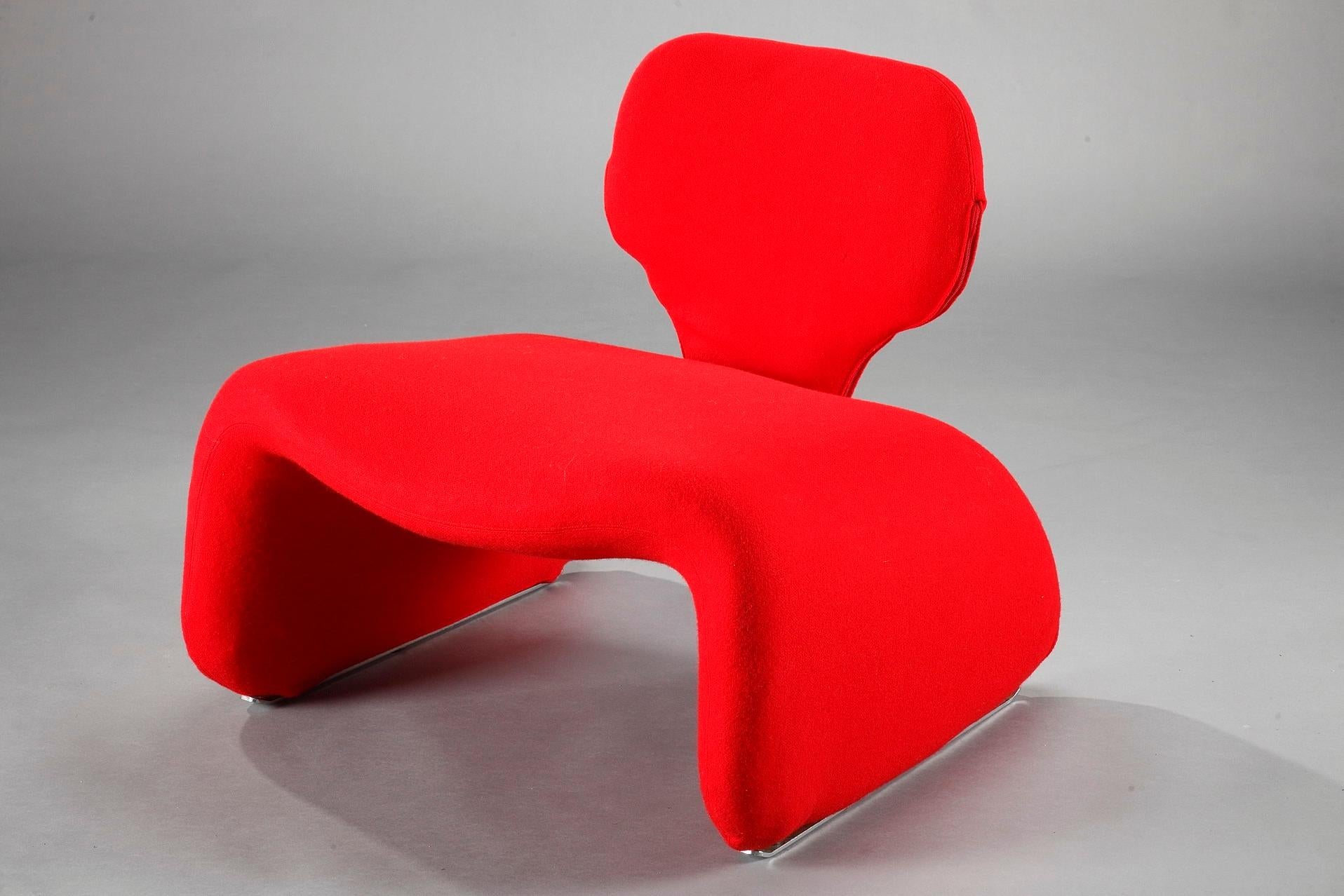 Mid-Century Modern Olivier Mourgue & Airborne, Red Djinn Chair for Airborne