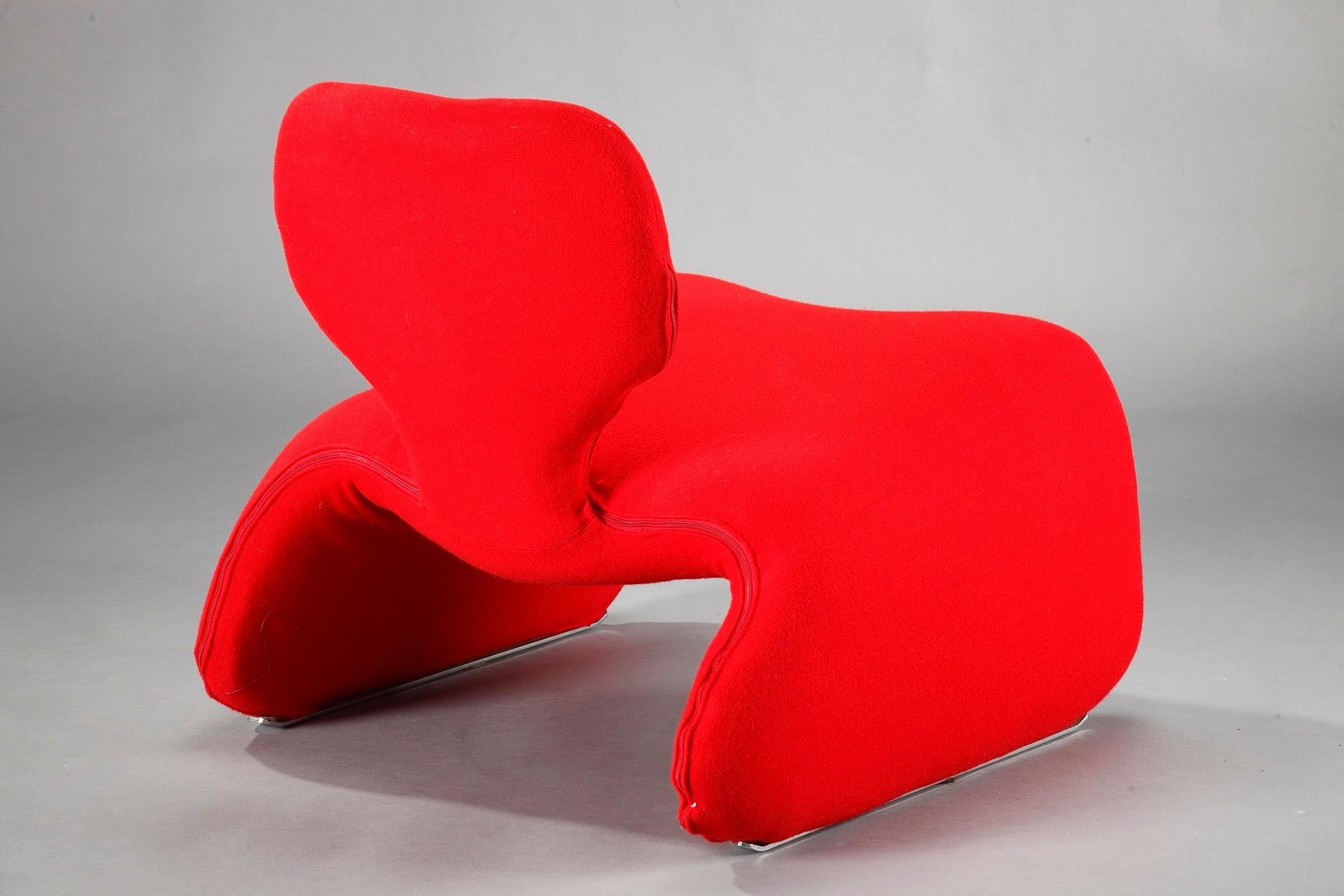 French Olivier Mourgue & Airborne, Red Djinn Chair for Airborne