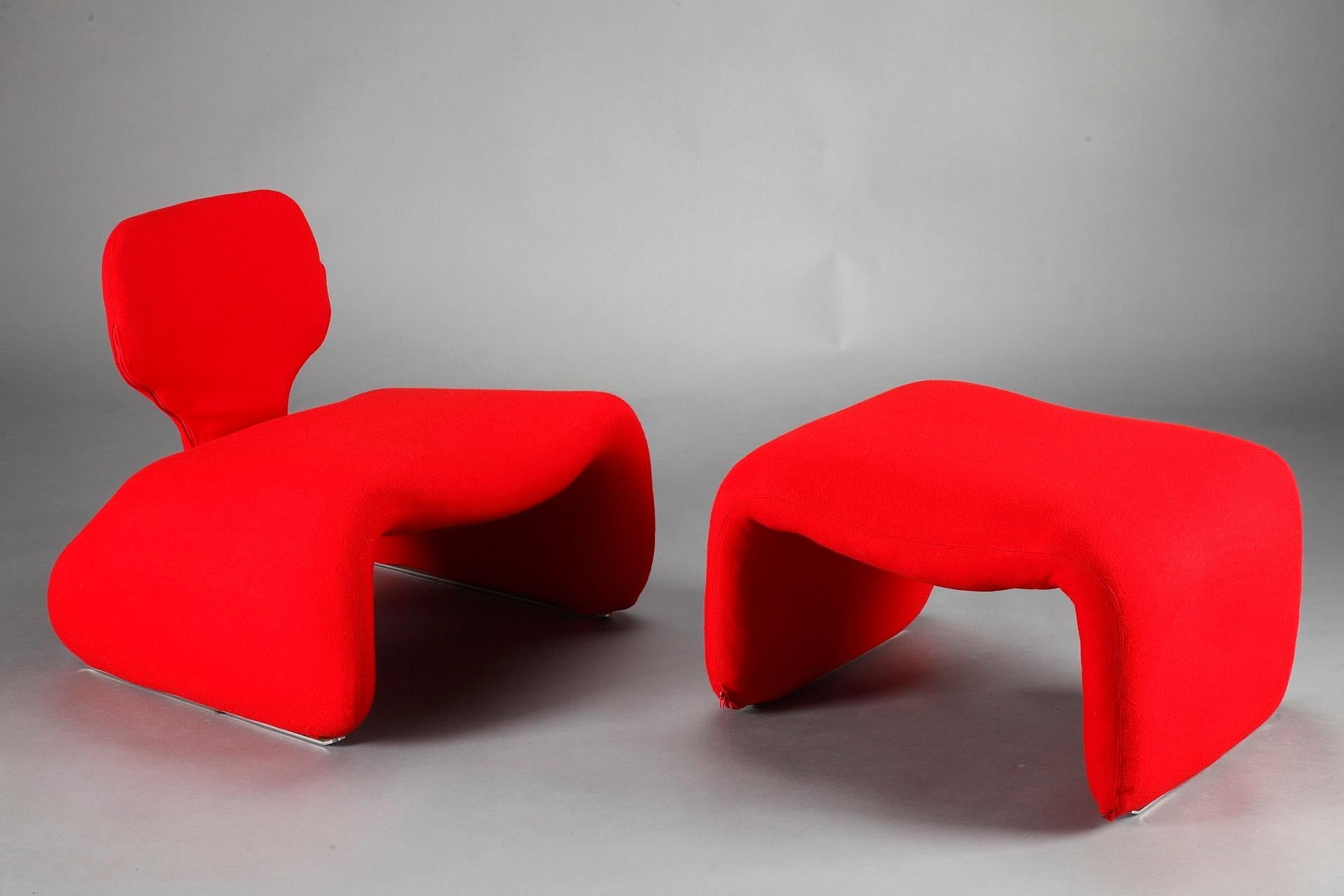 Olivier Mourgue & Airborne, Red Djinn Chair for Airborne In Good Condition In Paris, FR