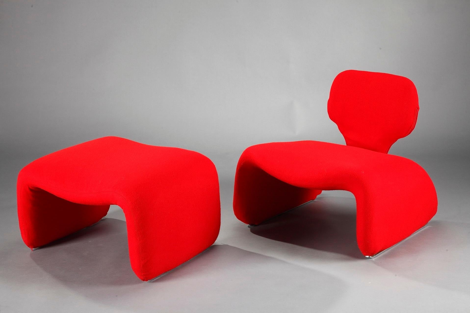 Mid-20th Century Olivier Mourgue & Airborne, Red Djinn Chair for Airborne