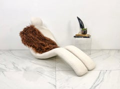 Olivier Mourgue Bouloum Human Form Lounge Chair, Ivory Boucle, France, 1970's