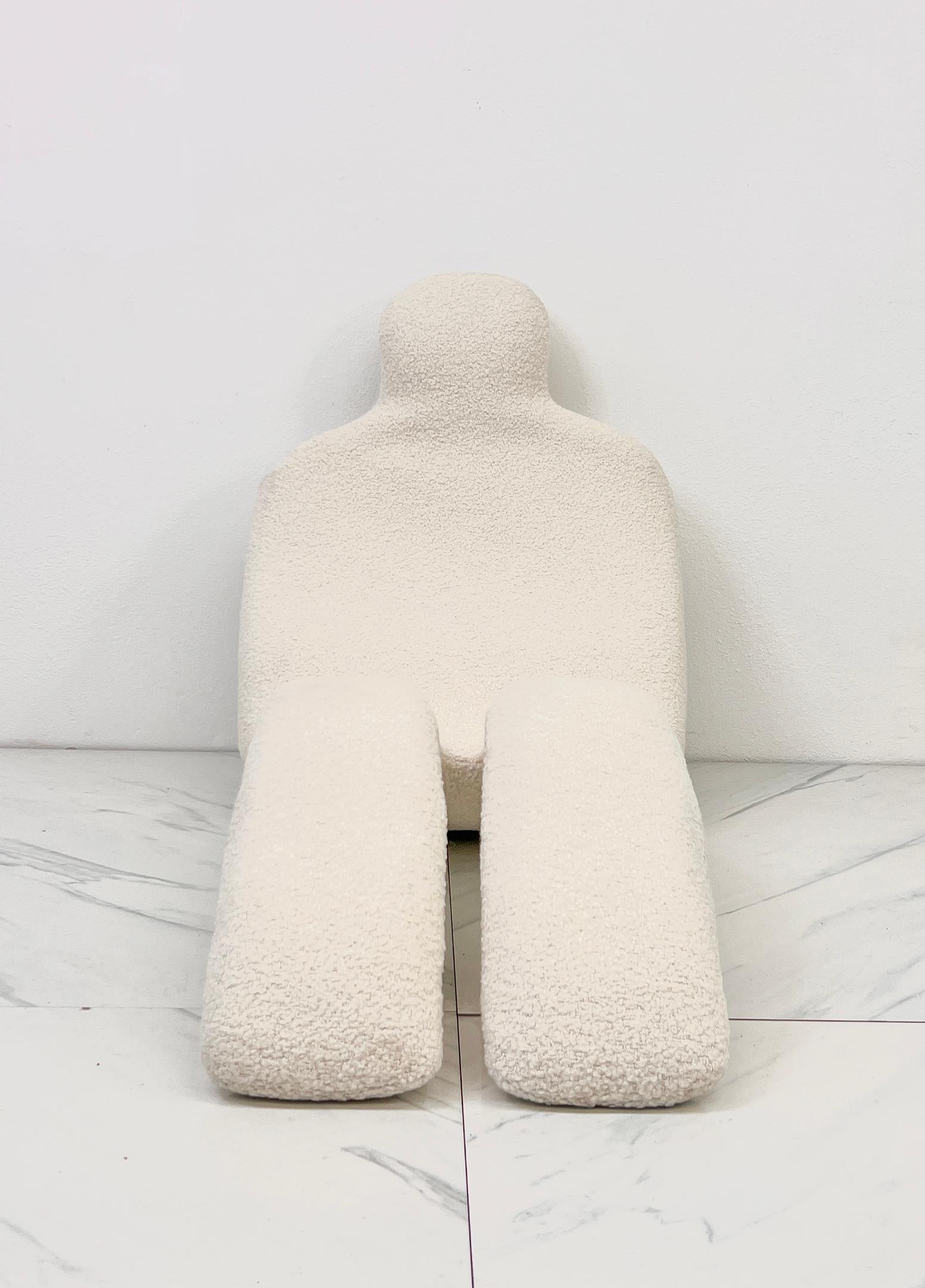 French Olivier Mourgue Bouloum Human Form Lounge Chair, Ivory Boucle, France, 1970's